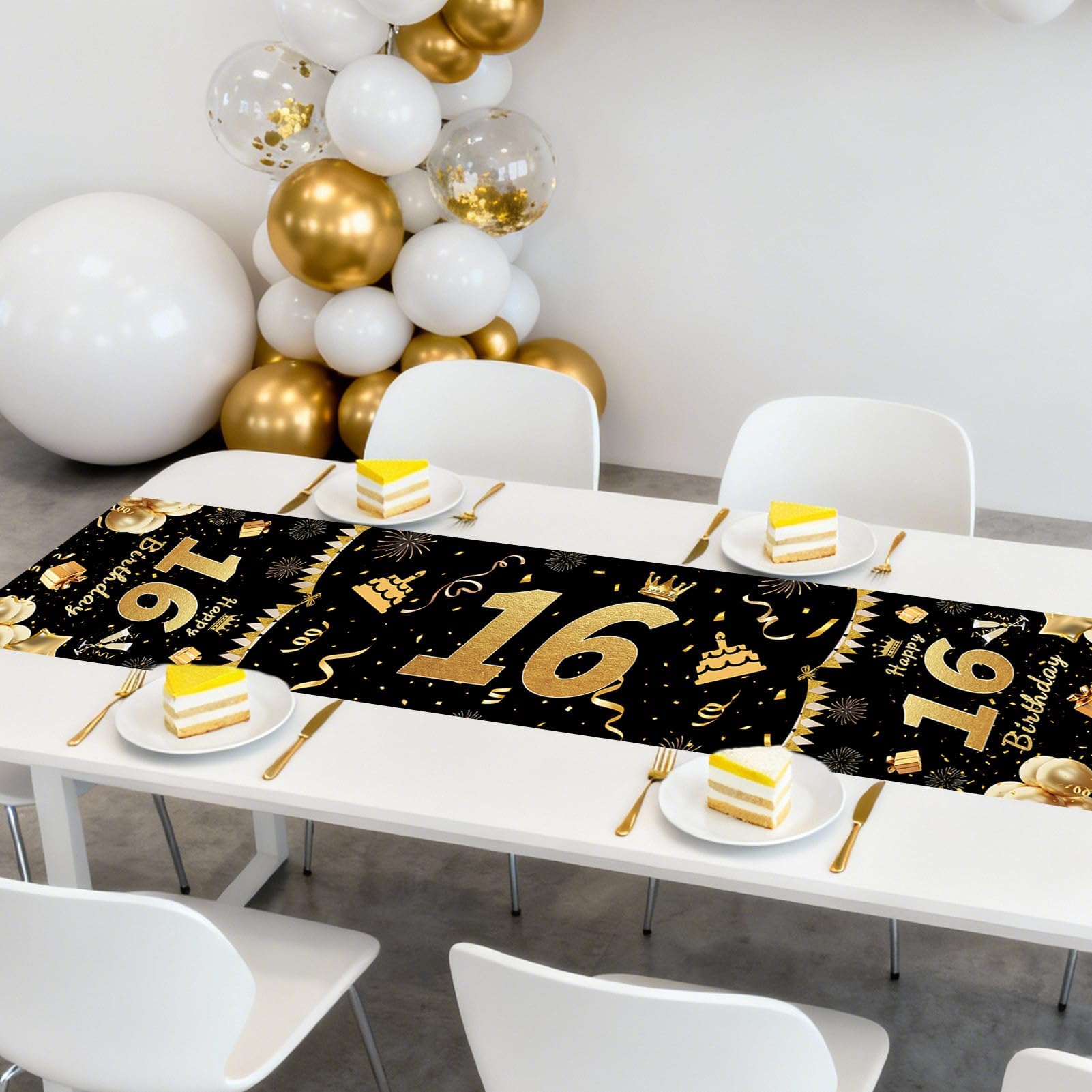 Tafelkleed Happy Birthday To You Zwart (270x135cm