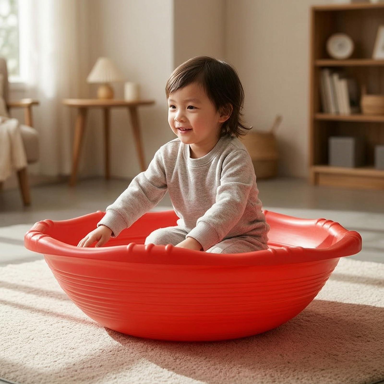 Gioco di Equilibrio a Forma di Conca Coordinazione Vasca Oscillante Stabile Bilanciatore Sensoriale per Bambini, Casa, Asilo, Palestra, Rosso