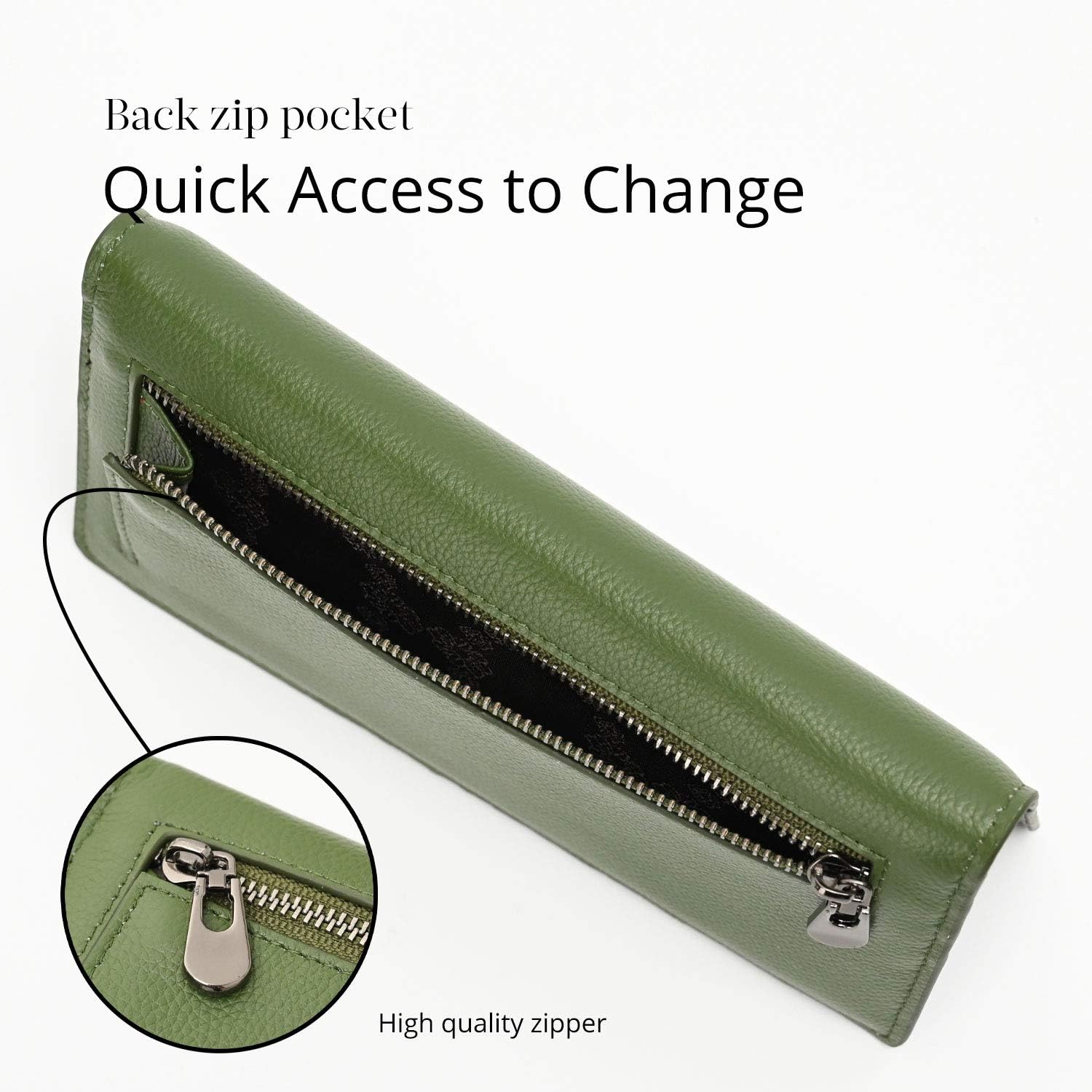 Bveyzi Ultra Slim Thin Leather RFID Blocking Credit Card Holder Bifold Clutch Wallets for Women