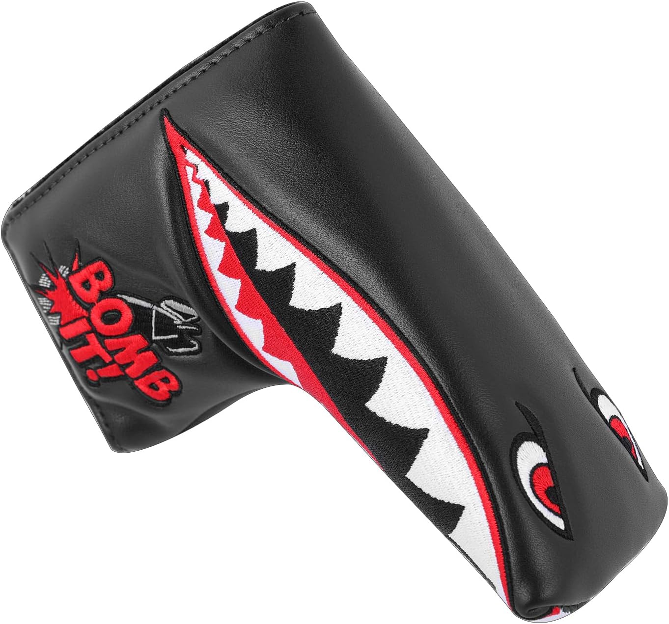 Black Golf Blade Headcover with Tiger Shark Design for Golf Putter Club