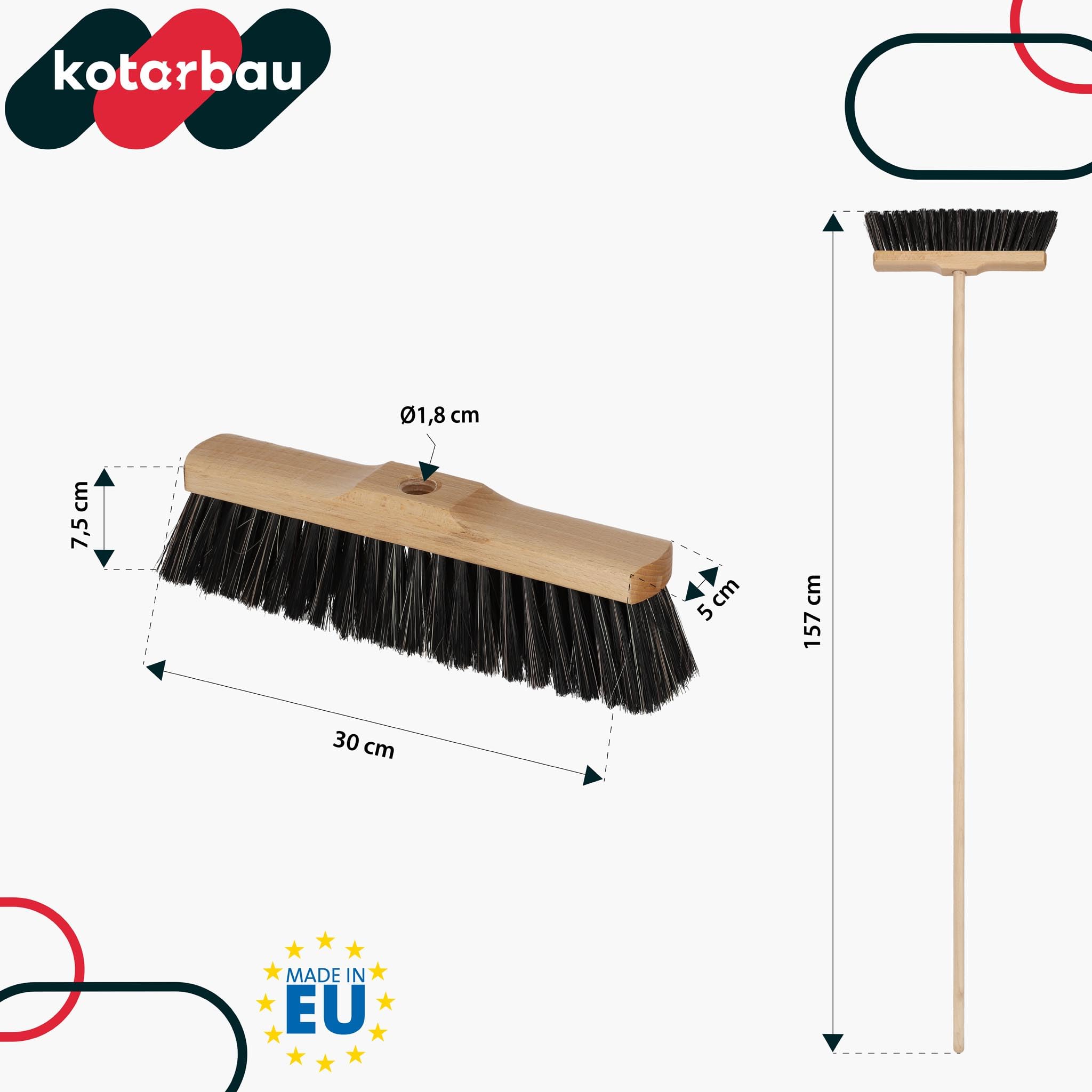 KOTARBAU® Scopa con Manico - 30 cm - scopa da esterno - Scopettone Industriale - spazzolone industriale - Marrone - per Esterni e Interni - per Giardino - Casa - Ufficio