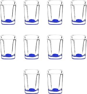 DISCOUNT PROMOS Square Shot Glasses by ARC 2 oz. Set of 10, Bulk Pack - Great for Weddings, Birthdays, Parties, Indoor & Outdoor Events - Blue