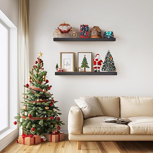 Miniatura 2 de BAYKA Estantes flotantes para pared, estantes de pared negros de 22.5 pulgadas para baño, dormitorio, sala de estar, cocina y libros, estante