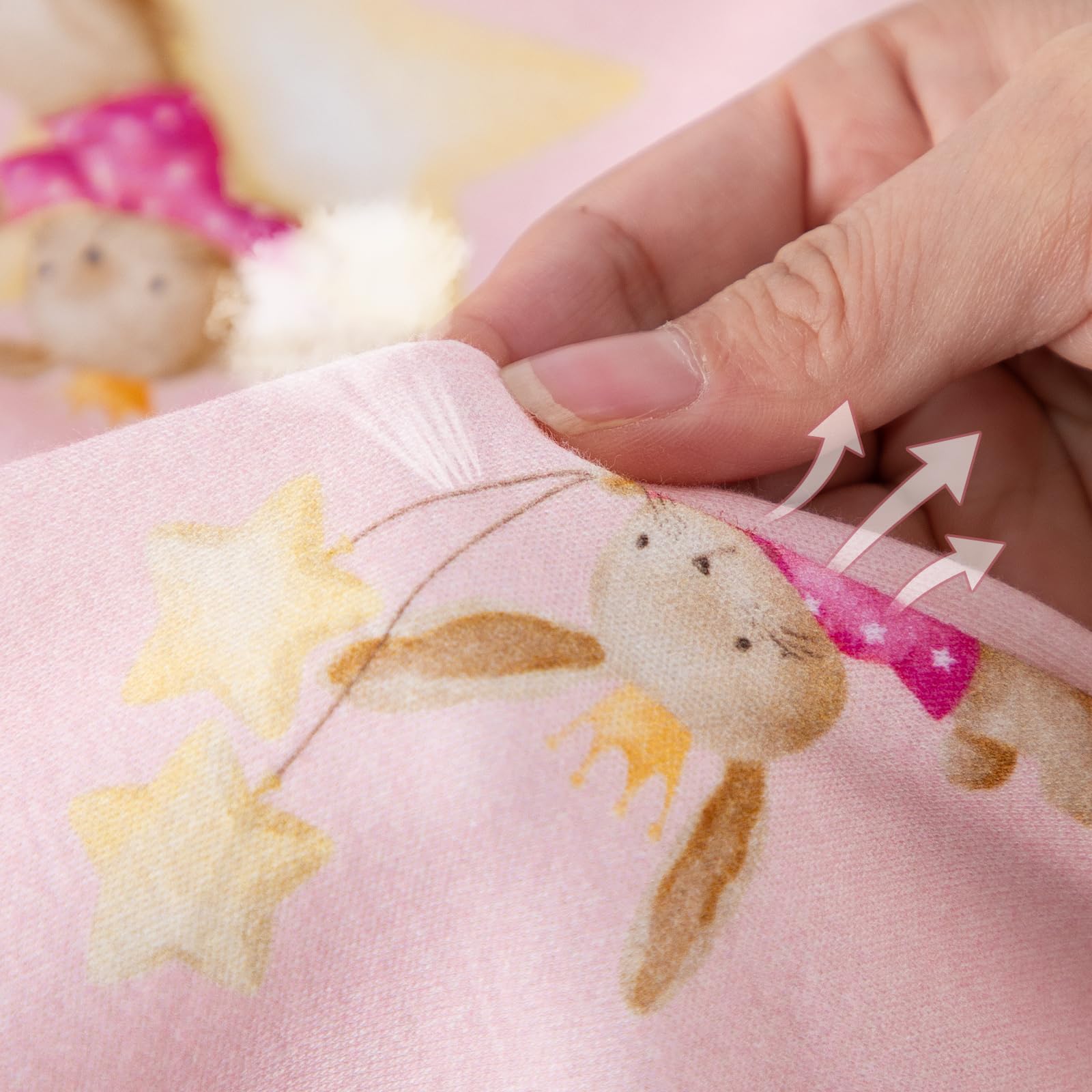 Confezione da 2 Sacchi Nanna Estivi per Bambini 0,5 Tog, Cotone Sacco Nanna Estivo per Bambini per Ragazzi e Ragazze, Motivo rosa: orsetto e coniglietto, 6-14 Mesi