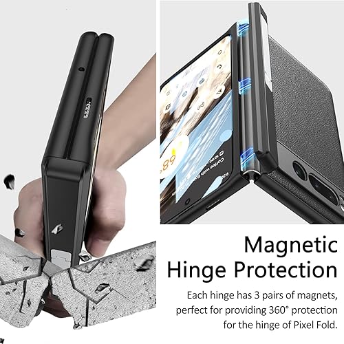 Miniatura 4 de Miimall Funda compatible con Google Pixel Fold protector de pantalla Soporte duradero Protección magnética de bisagra Funda de piel sintética a