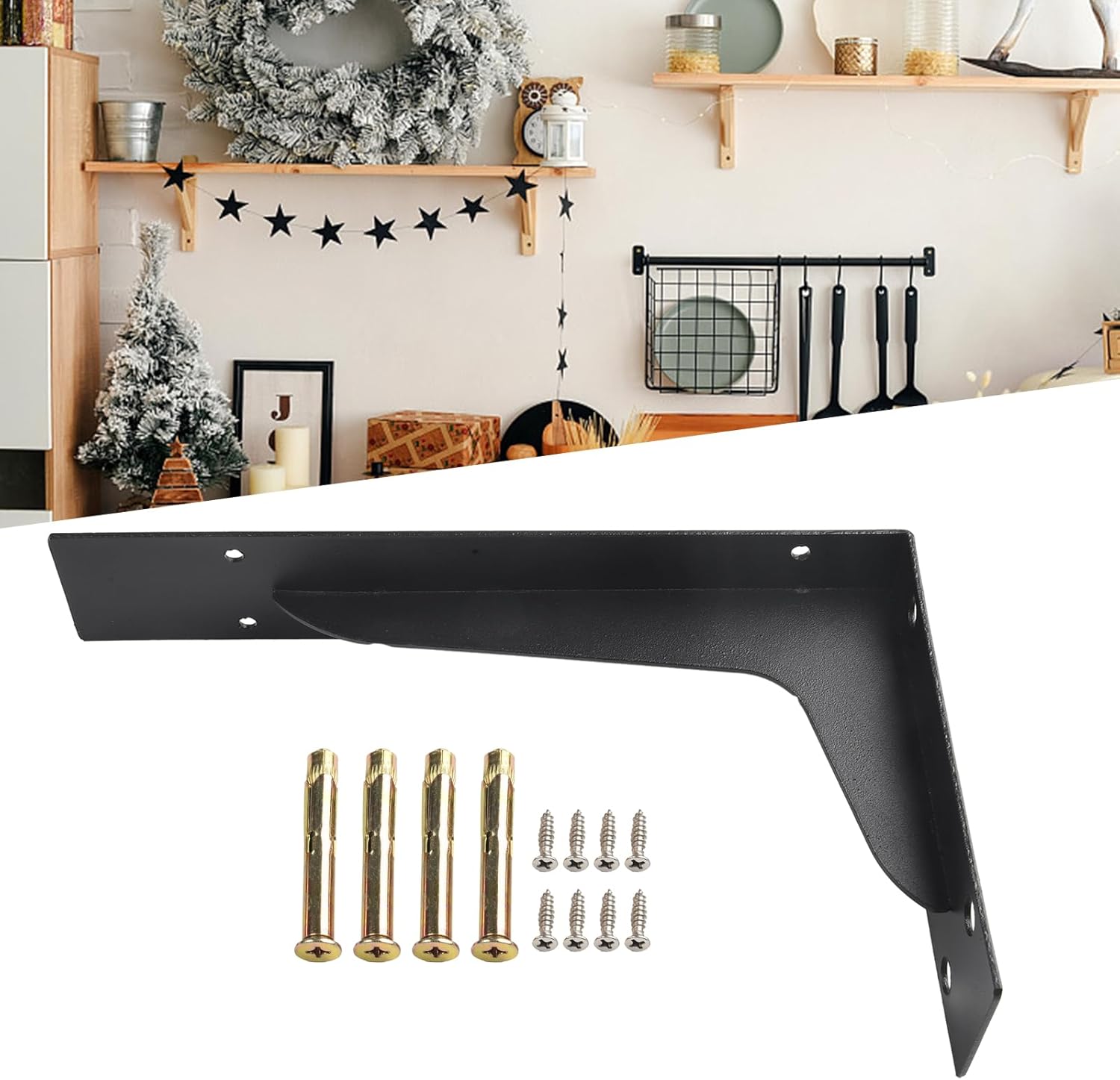 Shelf Bracket, 6-18 Inch Floating Shelf Bracket Heavy Duty for META Walll L Bracket, Wall Mounted Support for DIY with Screws for Wooden Board Hanging Support(18in)