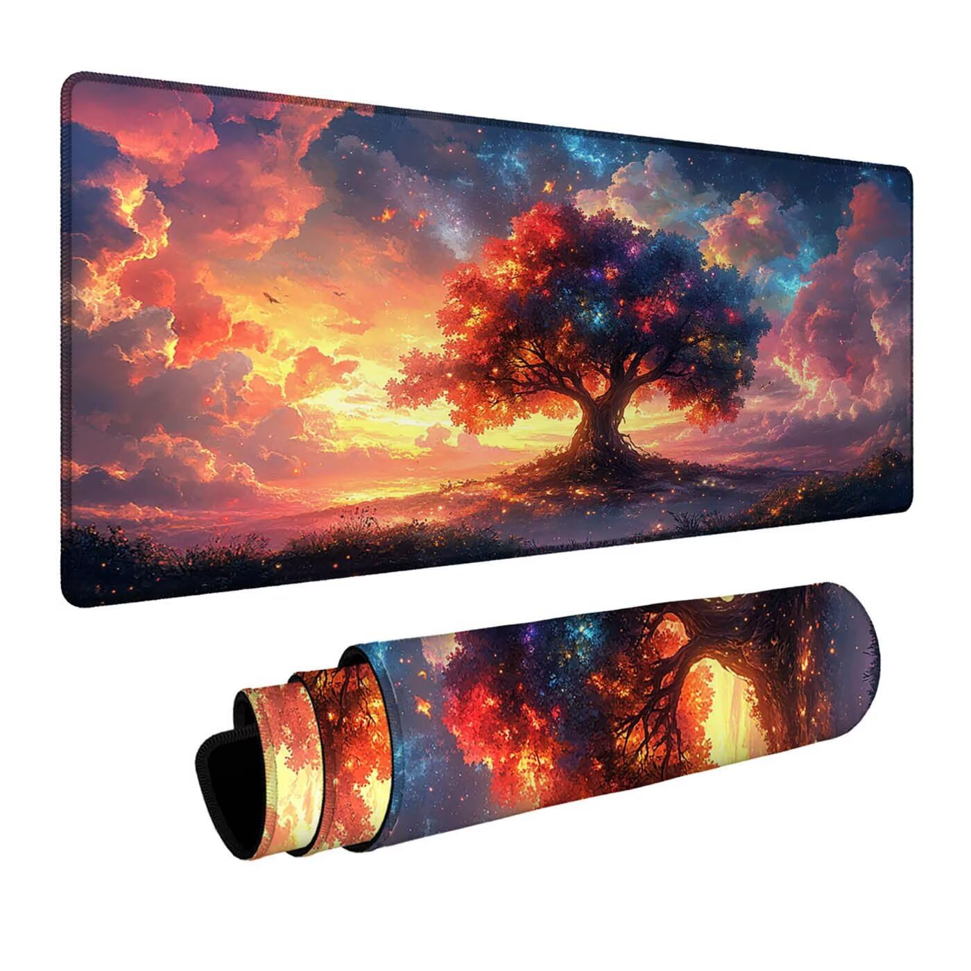 Podkładka pod mysz Drzewo Życia Podkładka pod mysz XXL 1000 x 500 x 3 mm Podkładka pod mysz z antypoślizgową gumową podstawą do laptopa Klawiatura Gamer PC Dekoracja Jesień Biuro Chmura DBYH-4842