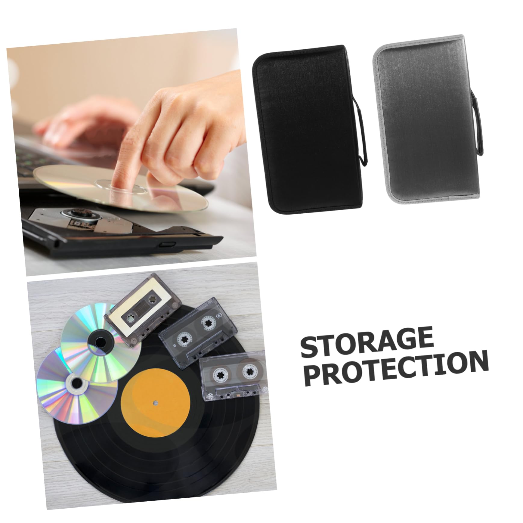 IMIKEYA 2pezzi Porta Cd Cerniera e Maniglia Borsa Portatile Per Cd e Dvd Organizer Per Custodia Rigida Salva Dischi Design Compatto e Resistente