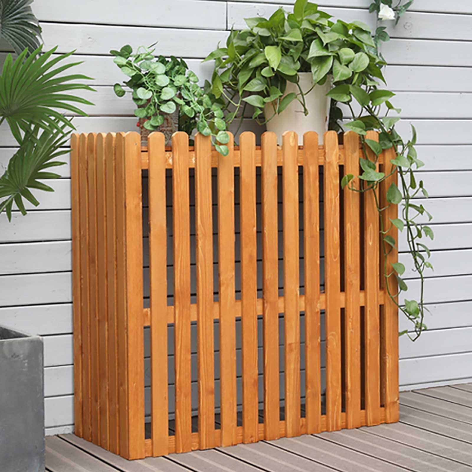 QYMYOZ Outdoor Air Conditioner Cover, Large Solid Wood Sunshade, Spacious Storage for Balconies & Terraces, Weatherproof AC Unit Protector (105x45x95cm)
