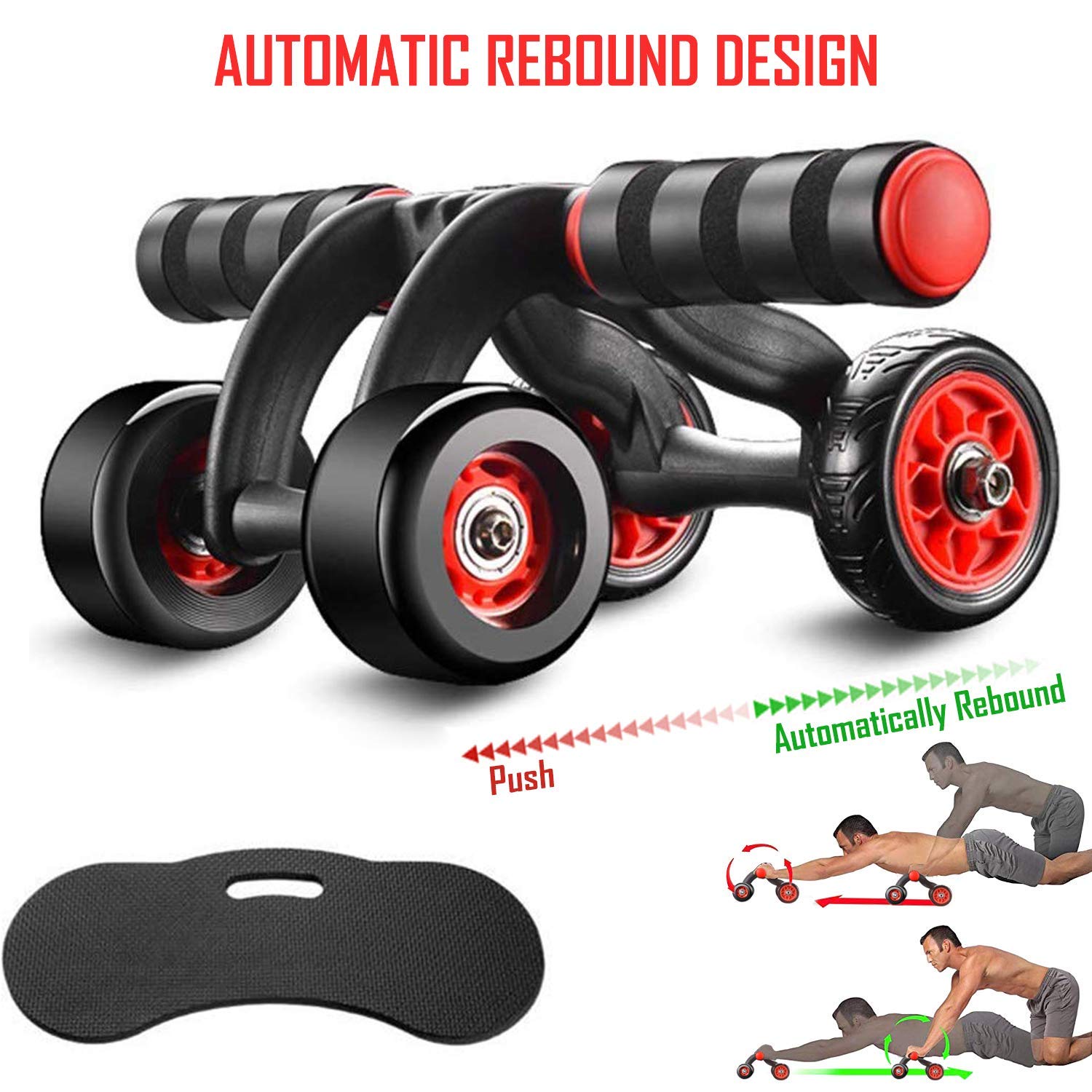 GETZET AB Roller 4 wheel Abdominal Fitness Home Workout Ab Exerciser Abdominal Workout Fitness Exercise Equipment Most Comfortable Wheel.-(black) 4