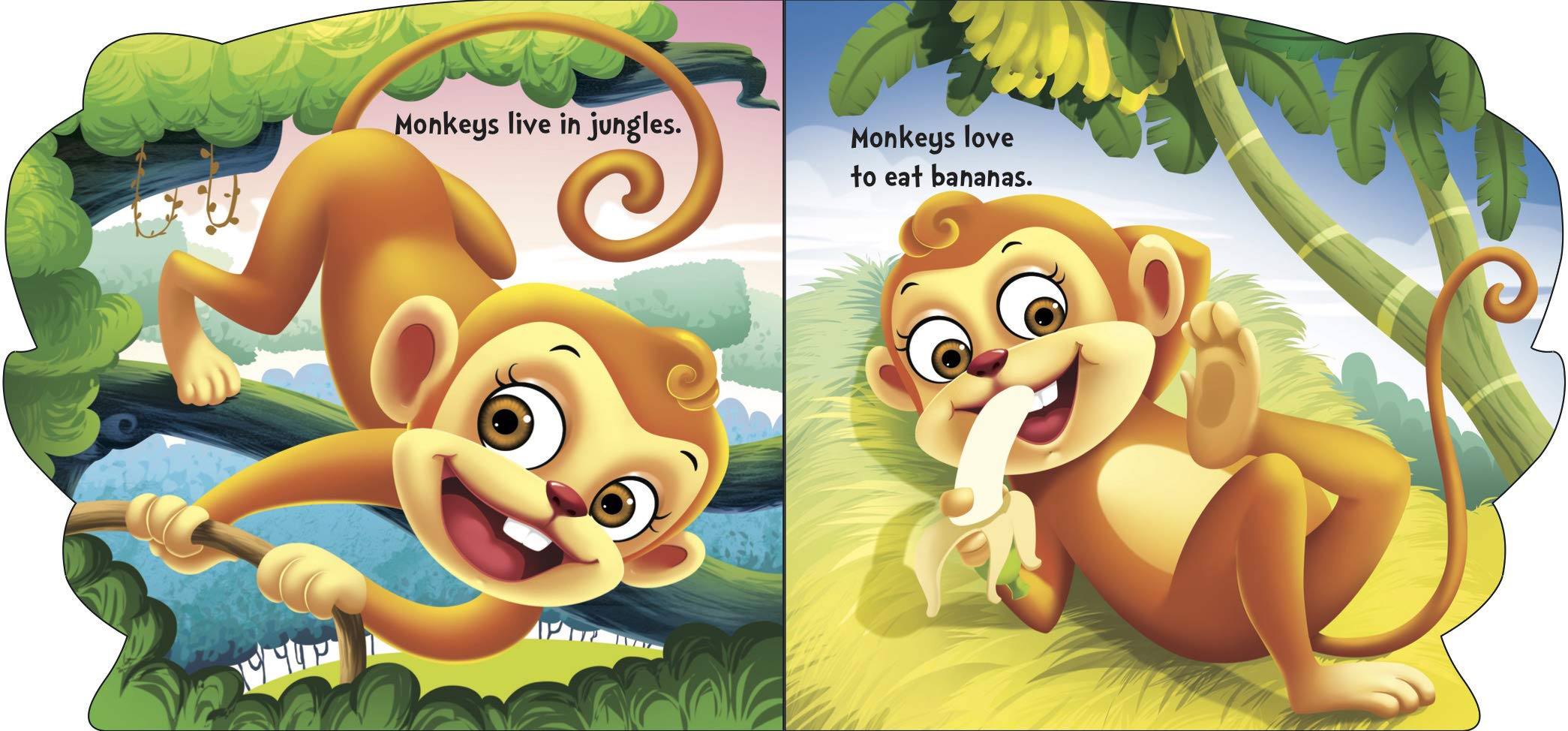 Board Book : Monkey ( Animals and Birds ) - Cutout Board Books 2