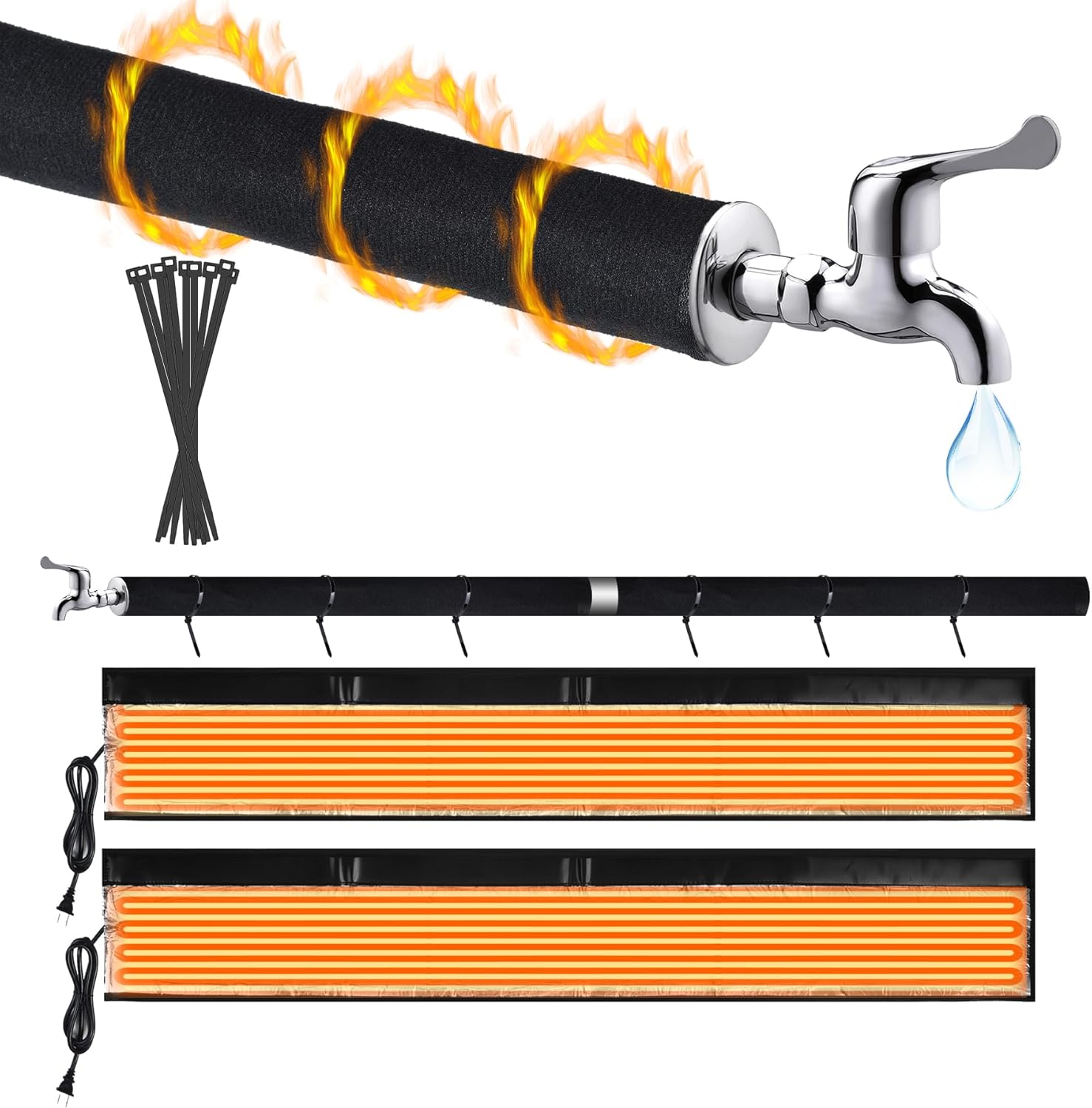 MAXKOSKO 50ft Self-Regulating Pipe Heat Cable - 120V Freeze Protection For Water Pipes Down To -40°F