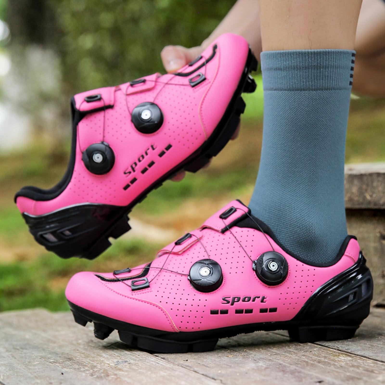 SDEQA Fahrradschuhe Damen MTB Radschuhe Kompatibel Mit Peloton Look SPD SPD-SL Delta Rennradschuhe