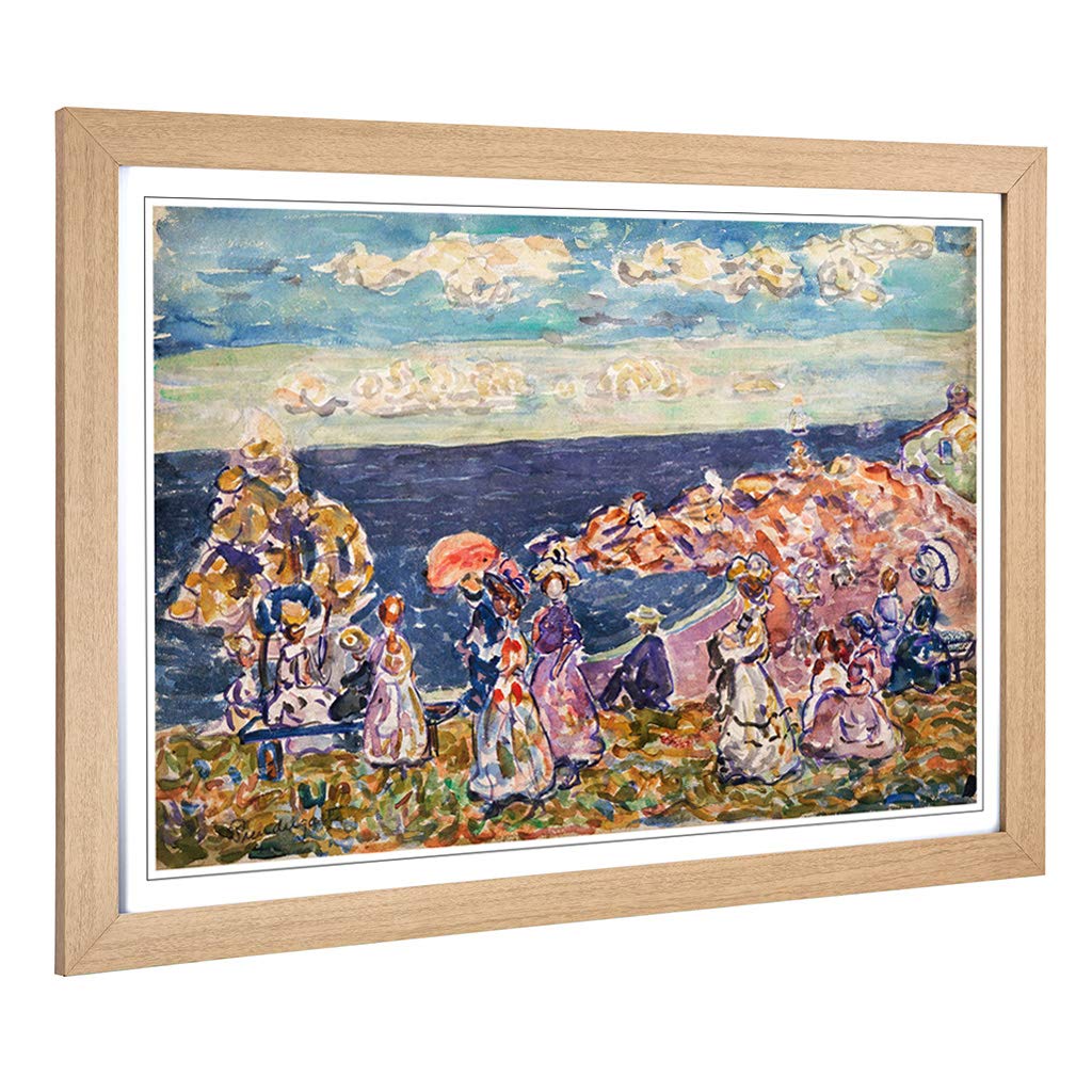 Big Box Art Framed Print of Maurice Pendergrast On The Beach Design | Wall Art Picture | Home Decor for Kitchen, Living Room, Bedroom, Hallway, Oak, A2 / 24.5x18 Inch / 62x45cm