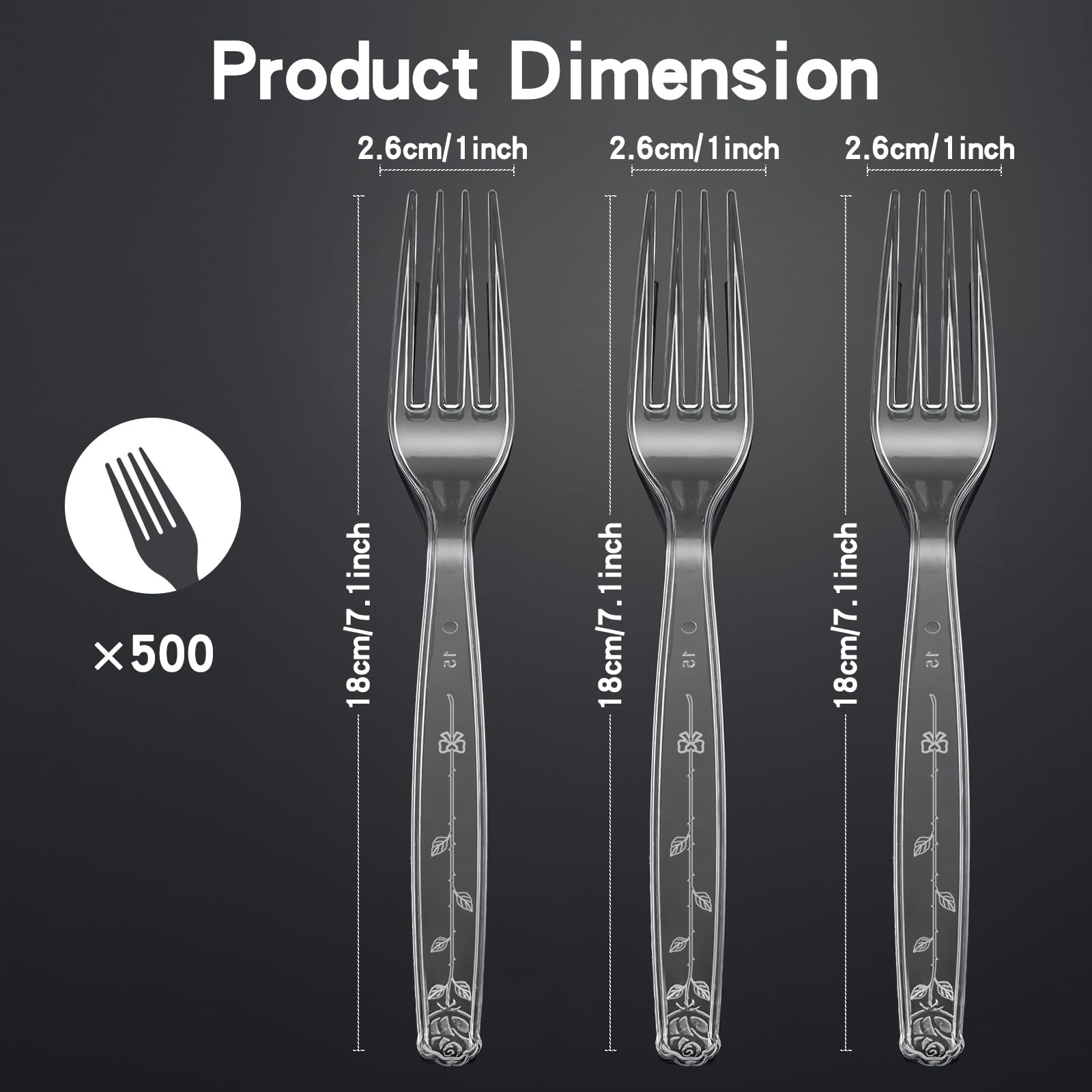 500 Count Heavy Duty Disposable Clear Plastic Forks, bulk Plastic Cutlery — Amazon image 2