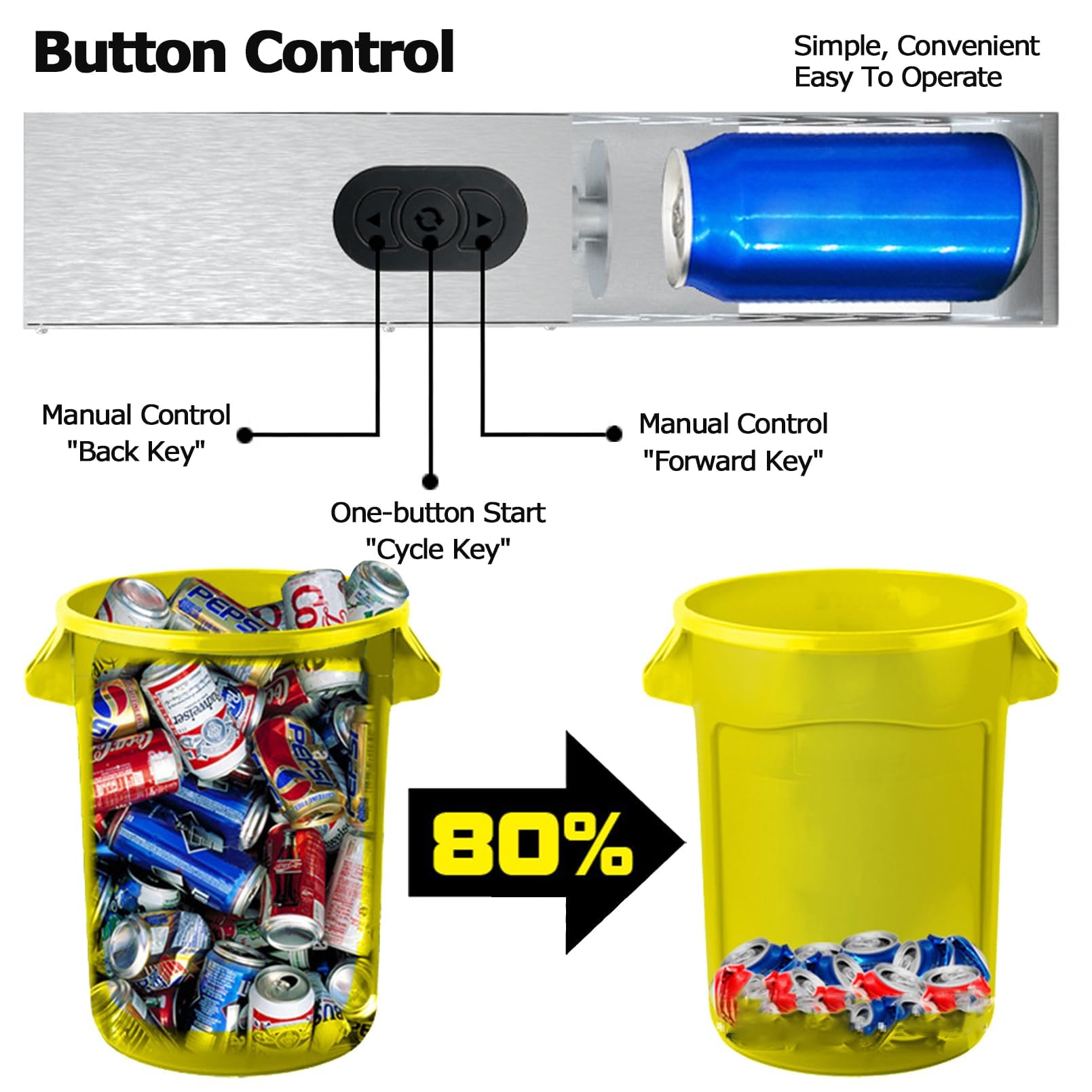 Electric Can Crusher for Recycling 12oz~16oz Cans, Automatic Heavy-Duty Can Crushers, Can Crusher Smasher