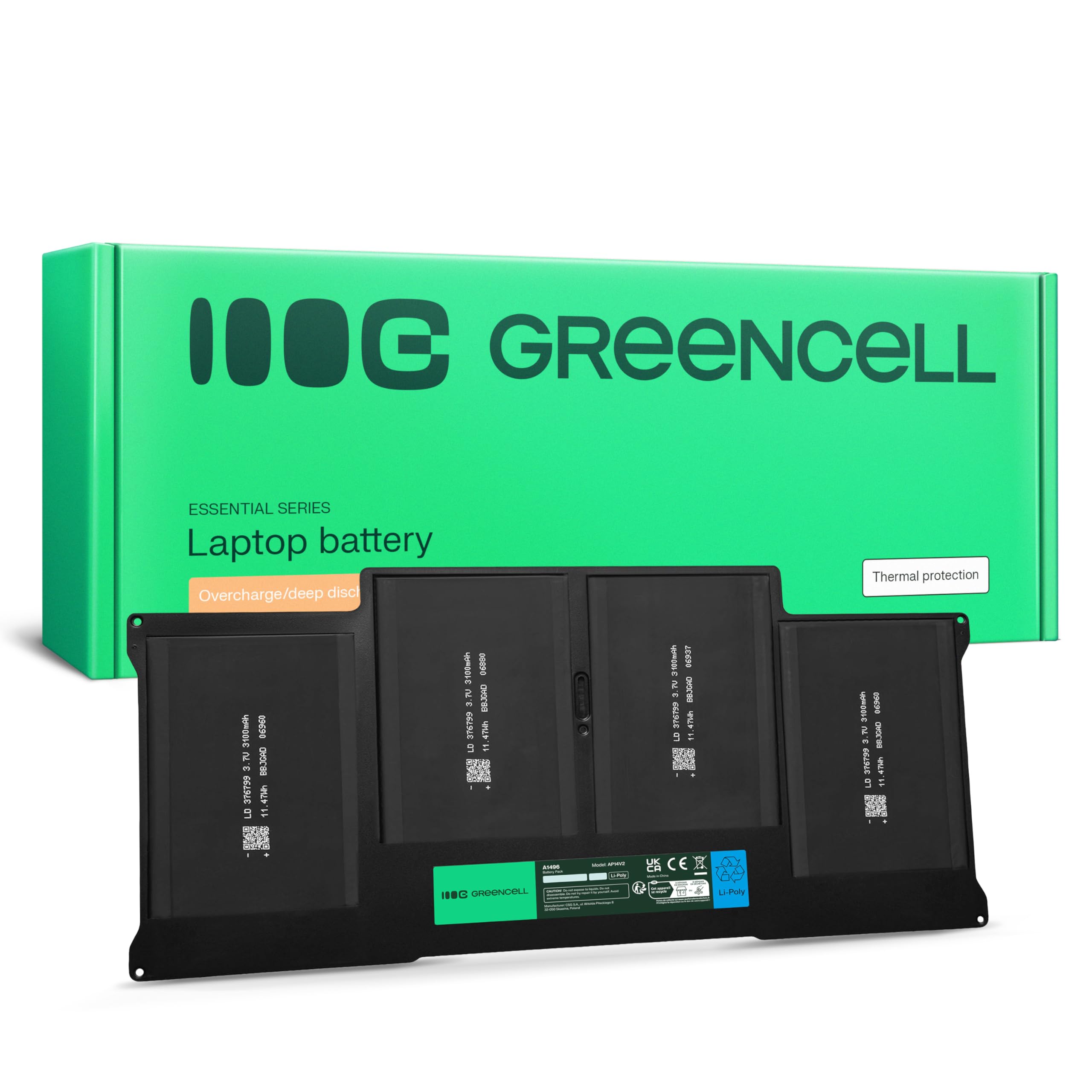 Cell Battery A1377 A1405 A1496 For Macbook Air 13 Green 5904326373228