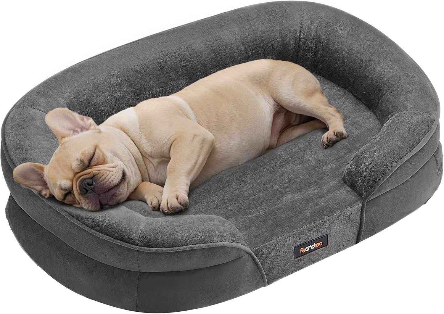 Feandrea Cama para Perros Grandes, 104 x 69 x 18 cm, Ortopédica, Espuma de Nido de Abeja, Forro Repelente al Agua, Bordes Elevados, Funda Extraíble y Lavable, Gris Pizarra PGW283GN01