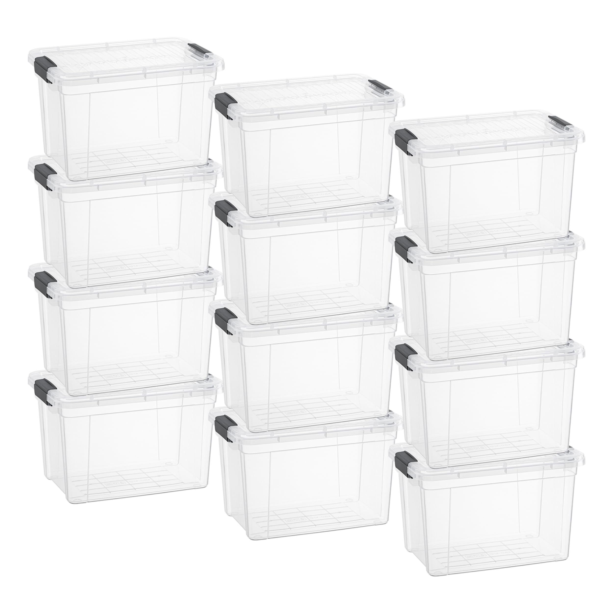 Superio 2.5 Quart Clear Plastic Storage Boxes with Lids, Stackable Organizer Containers, BPA-Free Storage Bins for Home, Office, School &amp; Dorm, 12 Pack