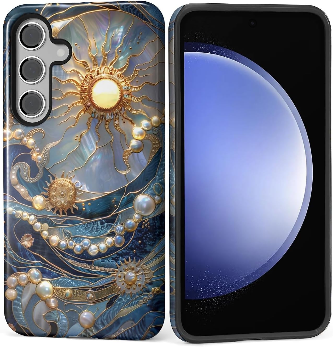Case for Samsung Galaxy S25,Shockproof Hard Shell + Soft Silicone 2 in 1 Hybrid,Shockproof Bumper Drop Protective - The Sun Shines On The Waves The Sun Shines on the Waves Galaxy S25