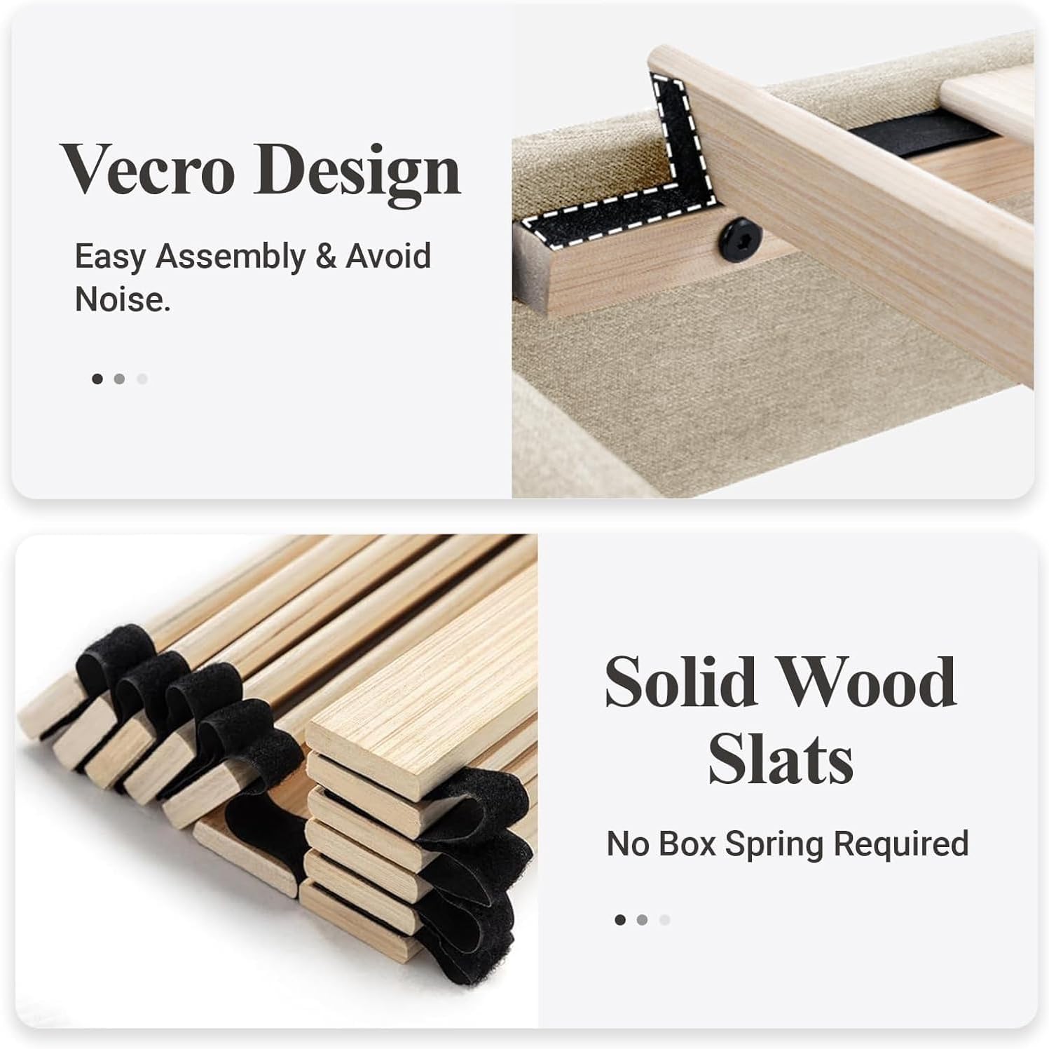 Queen Bed Frame with Adjustable Headboard, Linen Fabric Upholstered Platform Bed Frame Queen Size with Sturdy Wood Slats Support, No Box Spring Needed, Easy Assembly, Beige