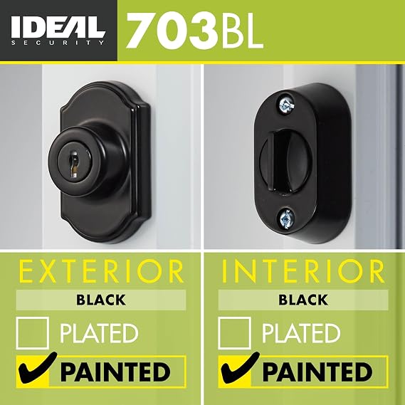 Ideal Security Model 703 Keyed Deadbolt for Storm and Screen Doors, Black