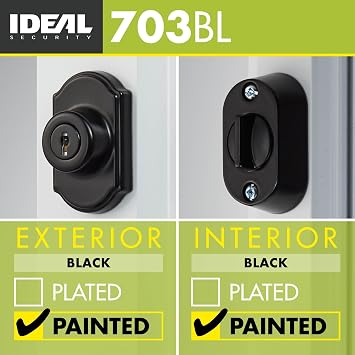 Ideal Security Model 703 Keyed Deadbolt for Storm and Screen Doors, Black