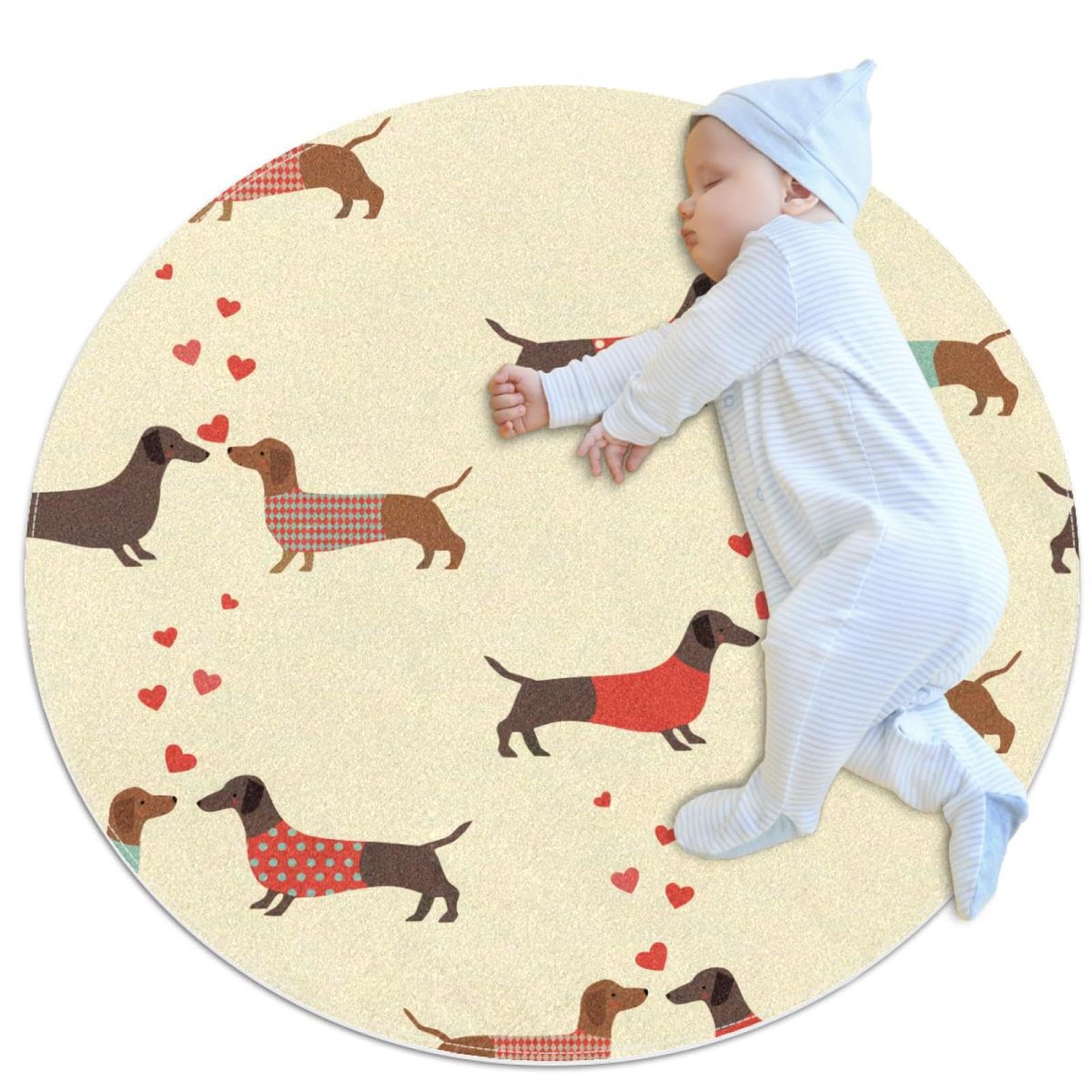 Tapis chien teckel cœur rond 1m pour réchauffer l'ambiance de la maison