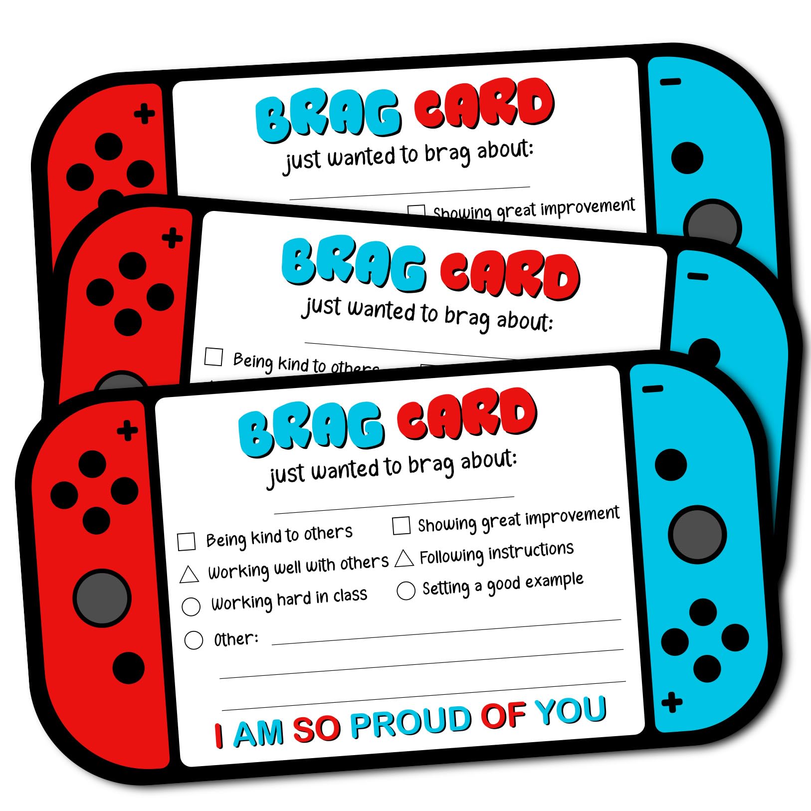 LOVEDMORE Video Game Theme Positive Brag Card, Teacher Mail for Elementary Classroom Must Have Rewards to Students, Elementary Teacher Supplies