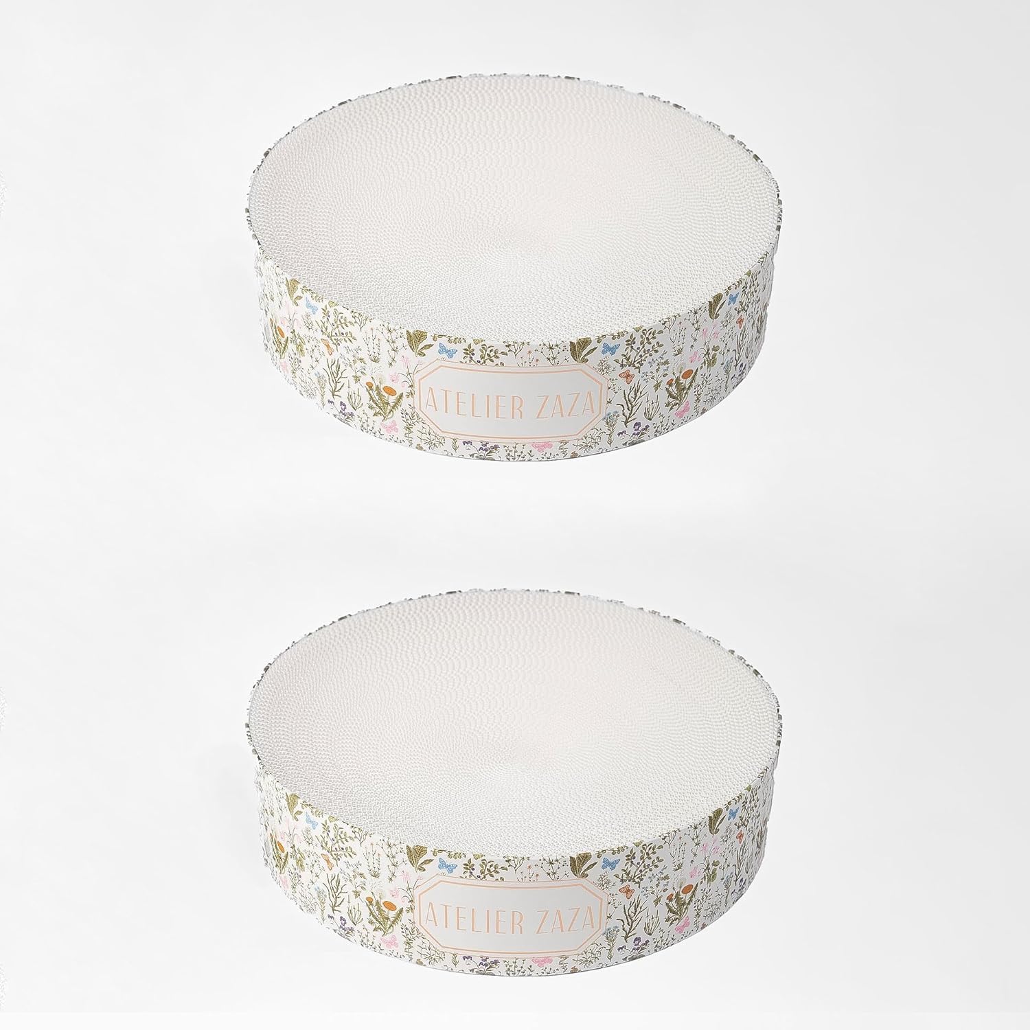 17.7"x17.7" Cat Scratcher Cardboard Bed Lounge Couch for Indoor Cats, Large Cat Scratching Board, Round Shape Scratch Pad Bed W/Catnip - Sweden Recycable Paper, Floral Pattern