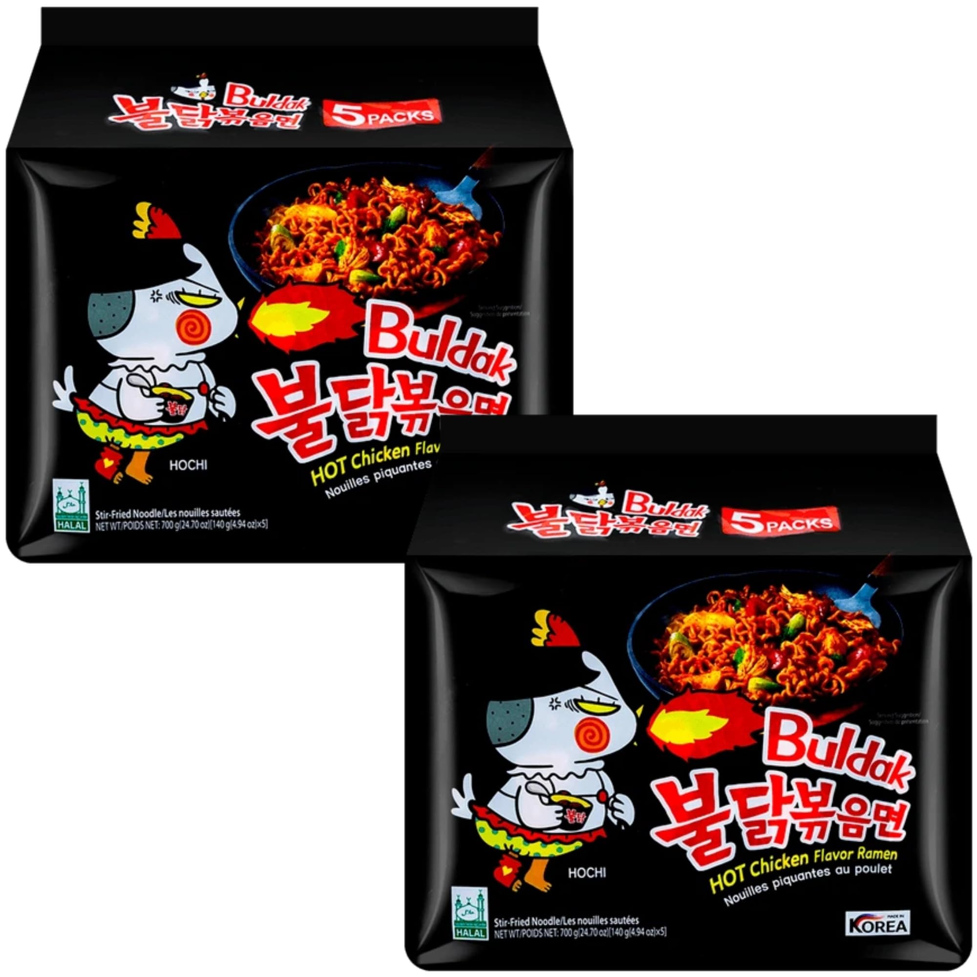 Buldak Noodles Hot Chicken Flavor Ramen 10 Pack - Ramen Instant Noodles Excellent for Snack and Soups