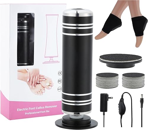 VOCOSTE Removedor eléctrico de callos de 1200RPM para pies, 2 discos de molienda reemplazables, 60 discos de papel de lija, 1 calcetín hidratante