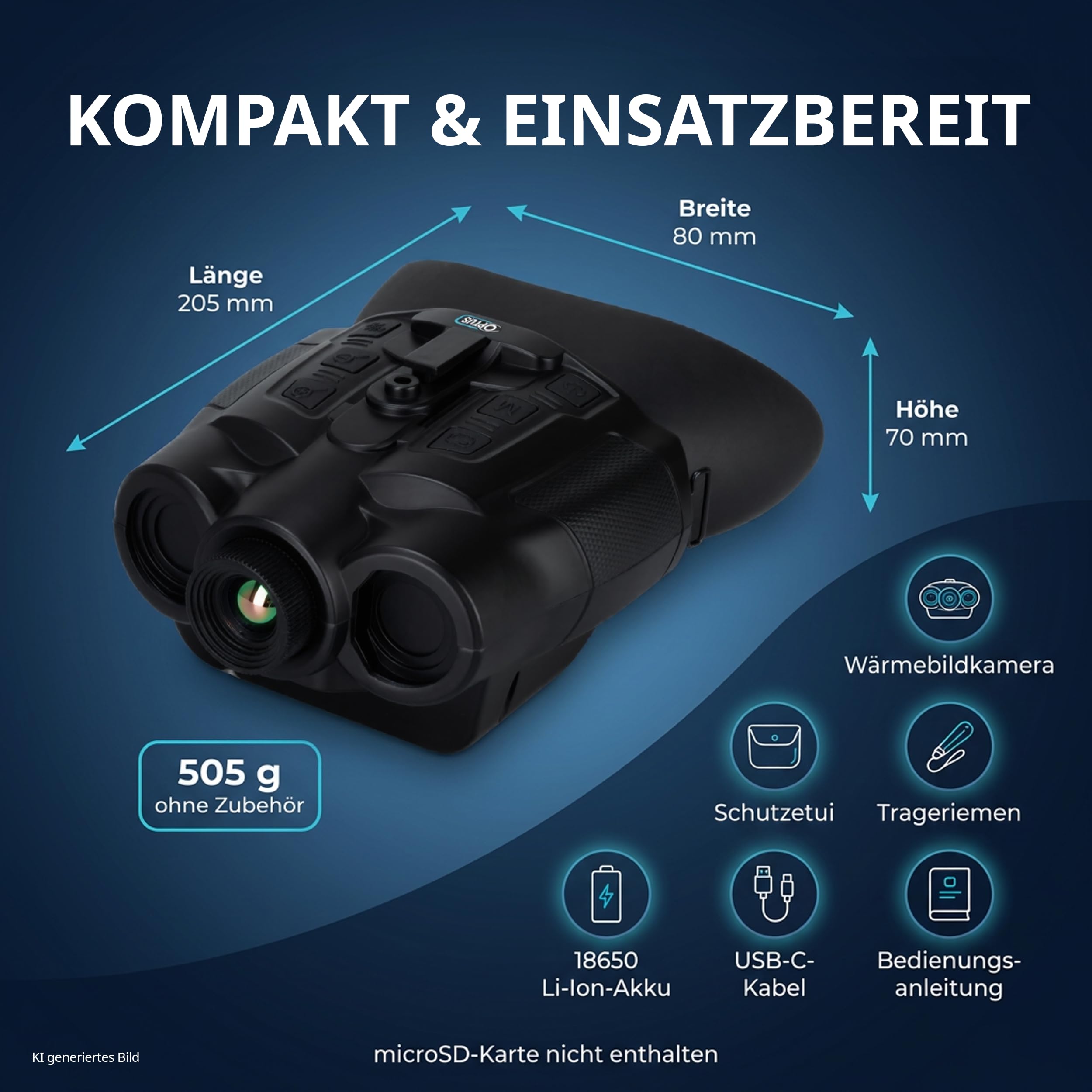 Optus Cyfrowa kamera termowizyjna z wyświetlaczem OLED i cyfrowym zoomem 4X