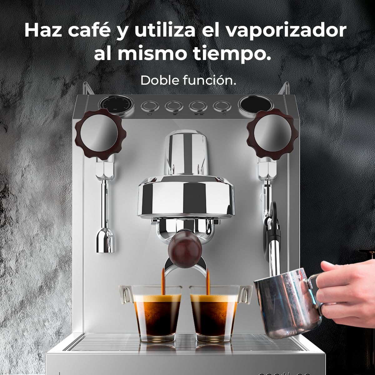 Dual function: making coffee and steaming milk simultaneously