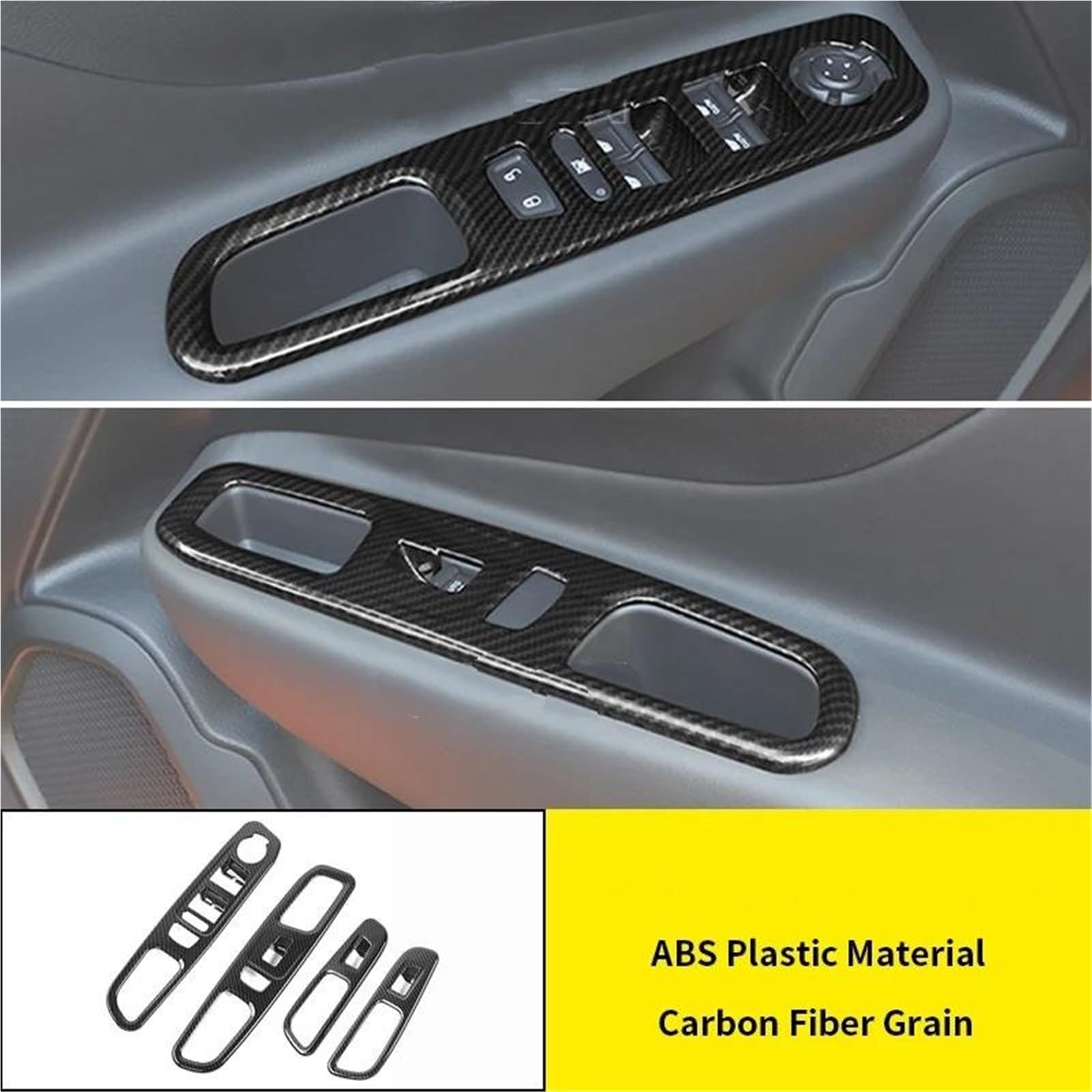 Rifiniture interne per auto Per Jeep Per Renegade 2016 2017 2018 2019 2020 2021 2022 2023 2024 Accessori Decorazione Del Pannello Pulsante Sollevamento Finestrino(Look in carbonio)