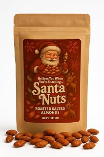 Kepperton Santa Nuts Roasted Almonds Gift Tin - Hilarious Holiday Snack, Gag Gift for Men, Women, Secret Santa, White Elephant, Party, Stocking Stuffer