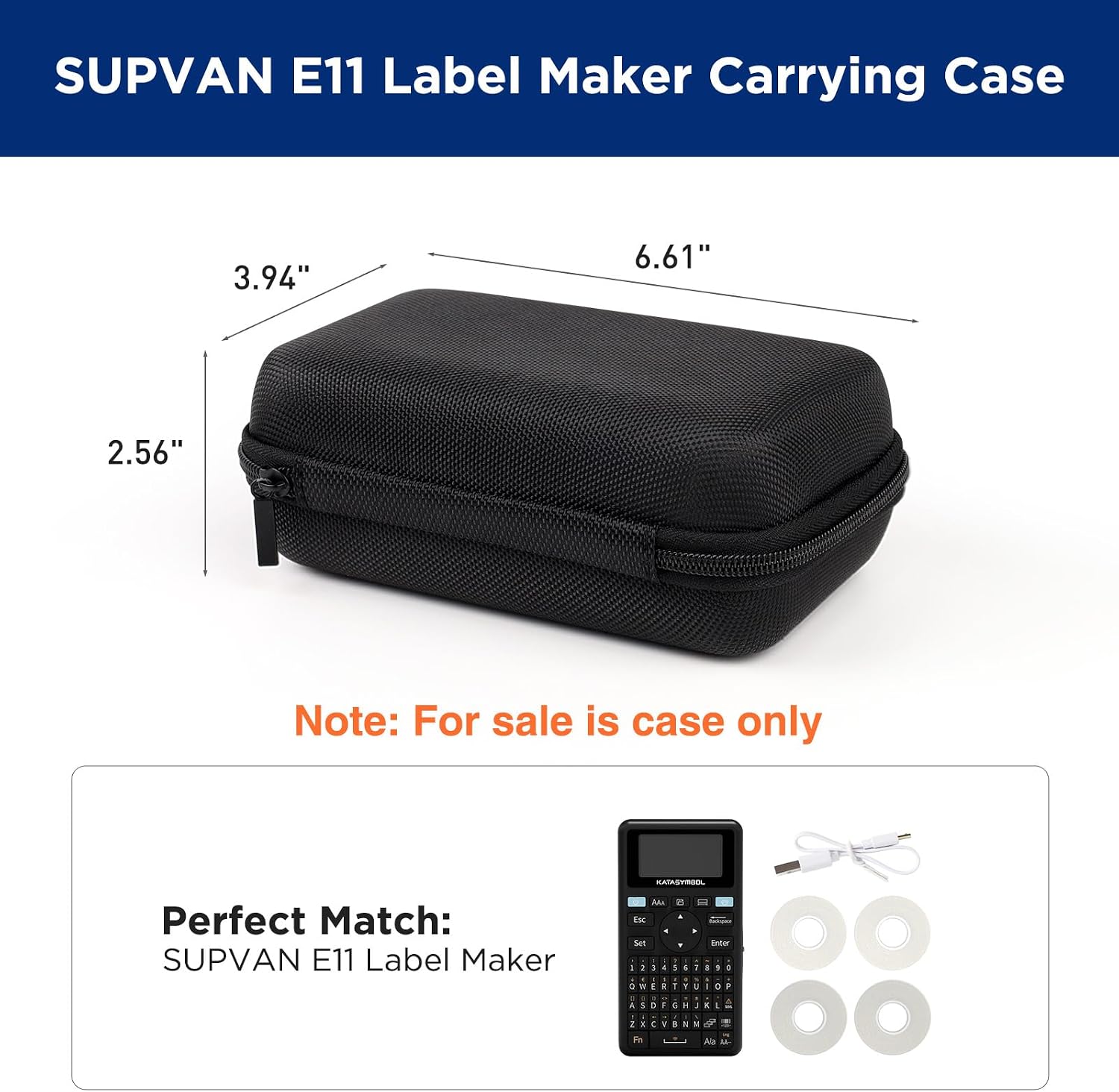 SUPVAN E11 Nylon Hard Protective Travel Case, Waterproof Shockproof Scratch Resistant Carrying Case for E11 Label Maker and Tapes, External Hard Drive, Power Bank, Cell Phone, Cable