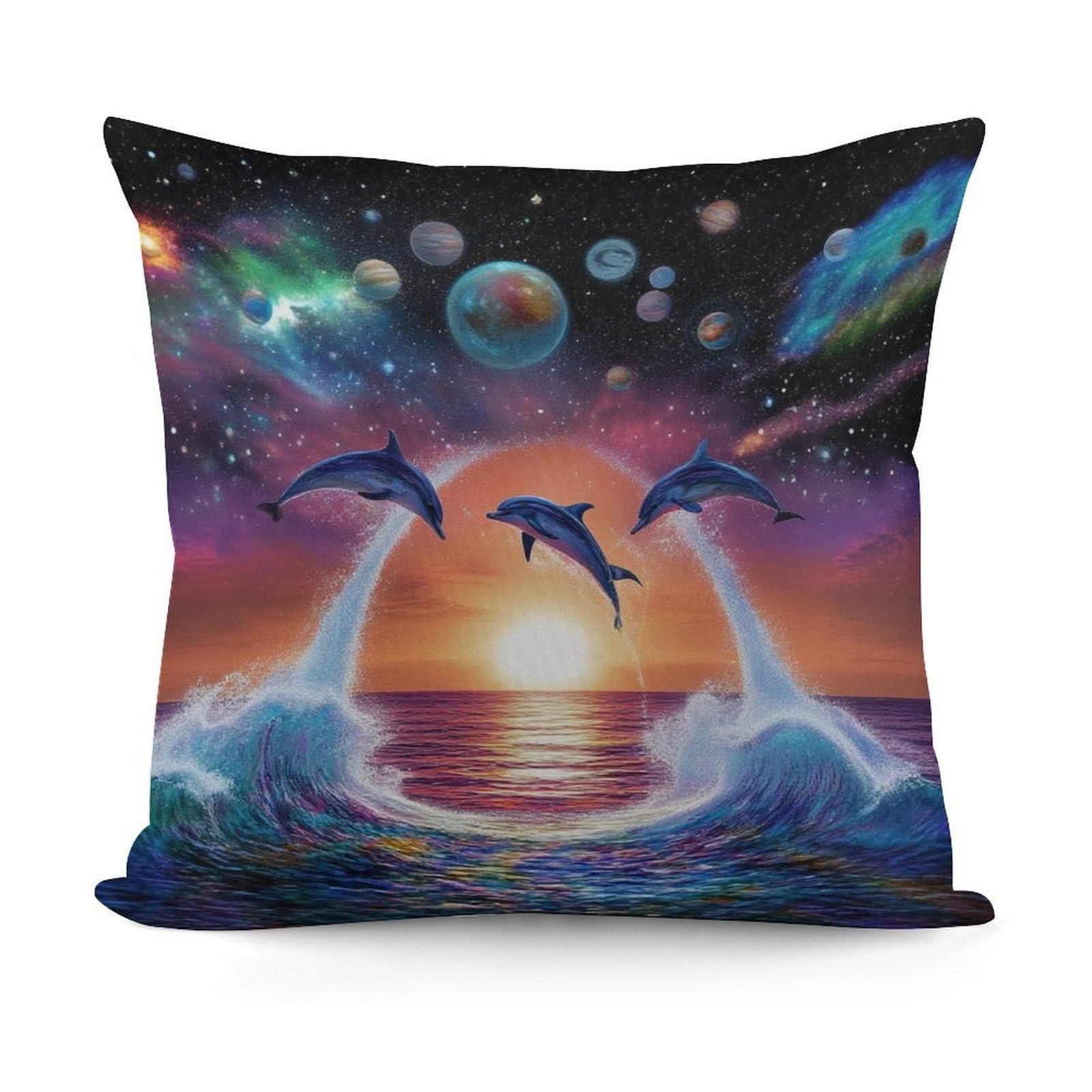 Smazdfxx Picture(727) Decorative Soft Dolphin Fantastic Universal Dolphins Plush Pattern Couch Pillow Covers With Zipper For Sofa, Bed, Living Room