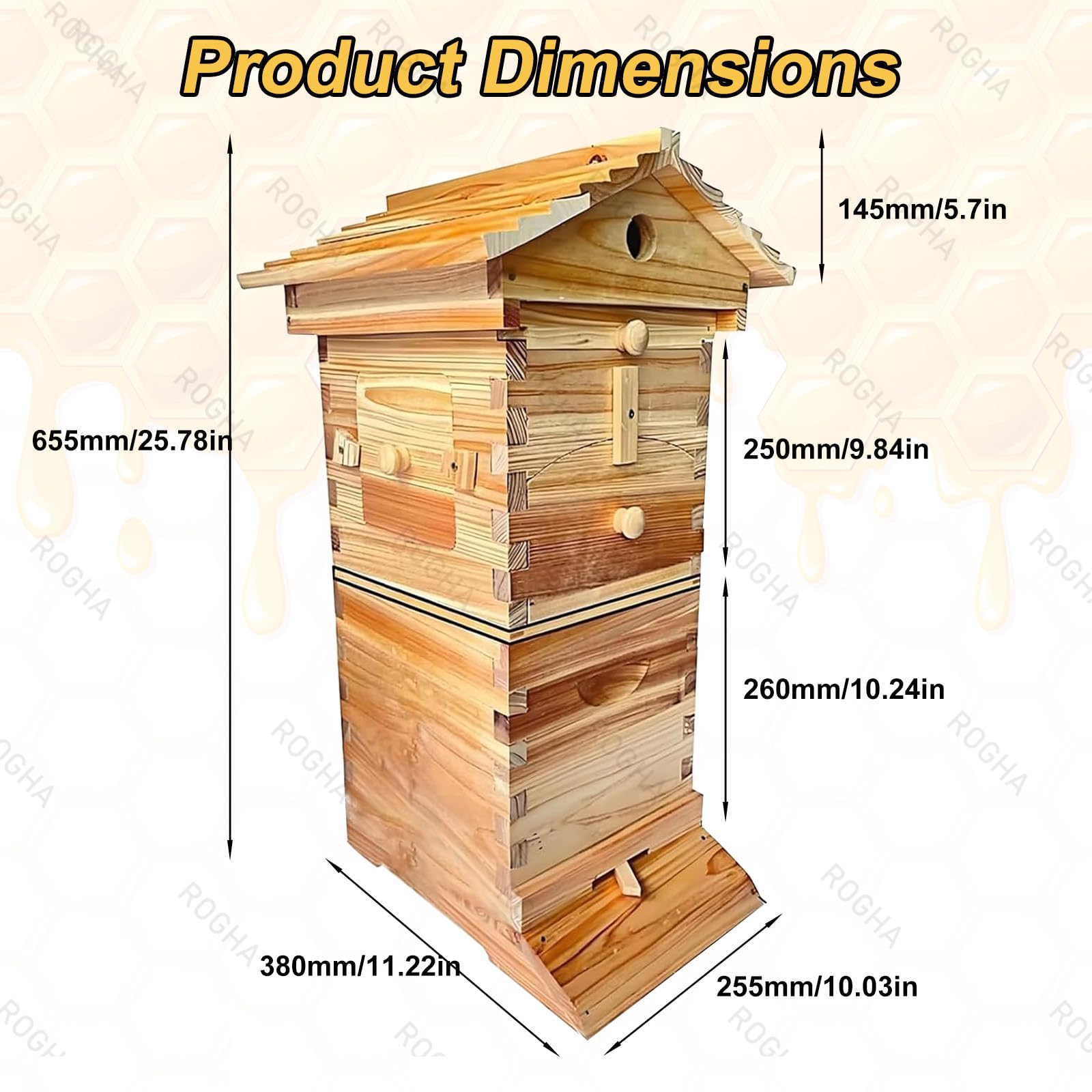 Equipo de Apicultura autofluyente, Kit Completo de Colmena para Principiantes, con 4 Marcos de Panal autofluyentes y 6 Cajas de cría, Capacidad para 6000 Abejas,para Exteriores