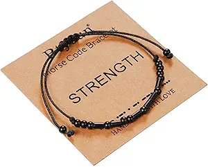 Morse Code Bracelets for Women Inspirational Gifts for Her Adjustable Black Adjustable Braided Men Bracelets Motivational Best Friend Birthday Gifts for Sister Daughter Mom Dad Christmas Jewelry…