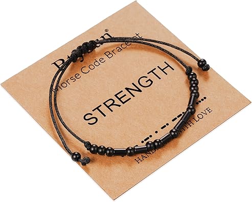 Morse Code Bracelets for Women Inspirational Gifts for Her Adjustable Black Adjustable Braided Men Bracelets Motivational Best Friend Birthday Gifts for Sister Daughter Mom Dad Christmas Jewelry…