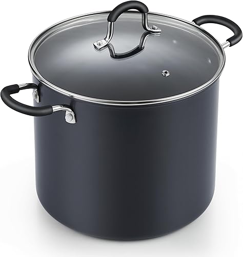 Cook N Home Olla antiadherente anodizada dura con tapa 10 cuartos