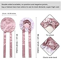 Vista 3 de Gorra de seda lavanda por marca – Gorro de dormir con banda elástica para cabello rizado