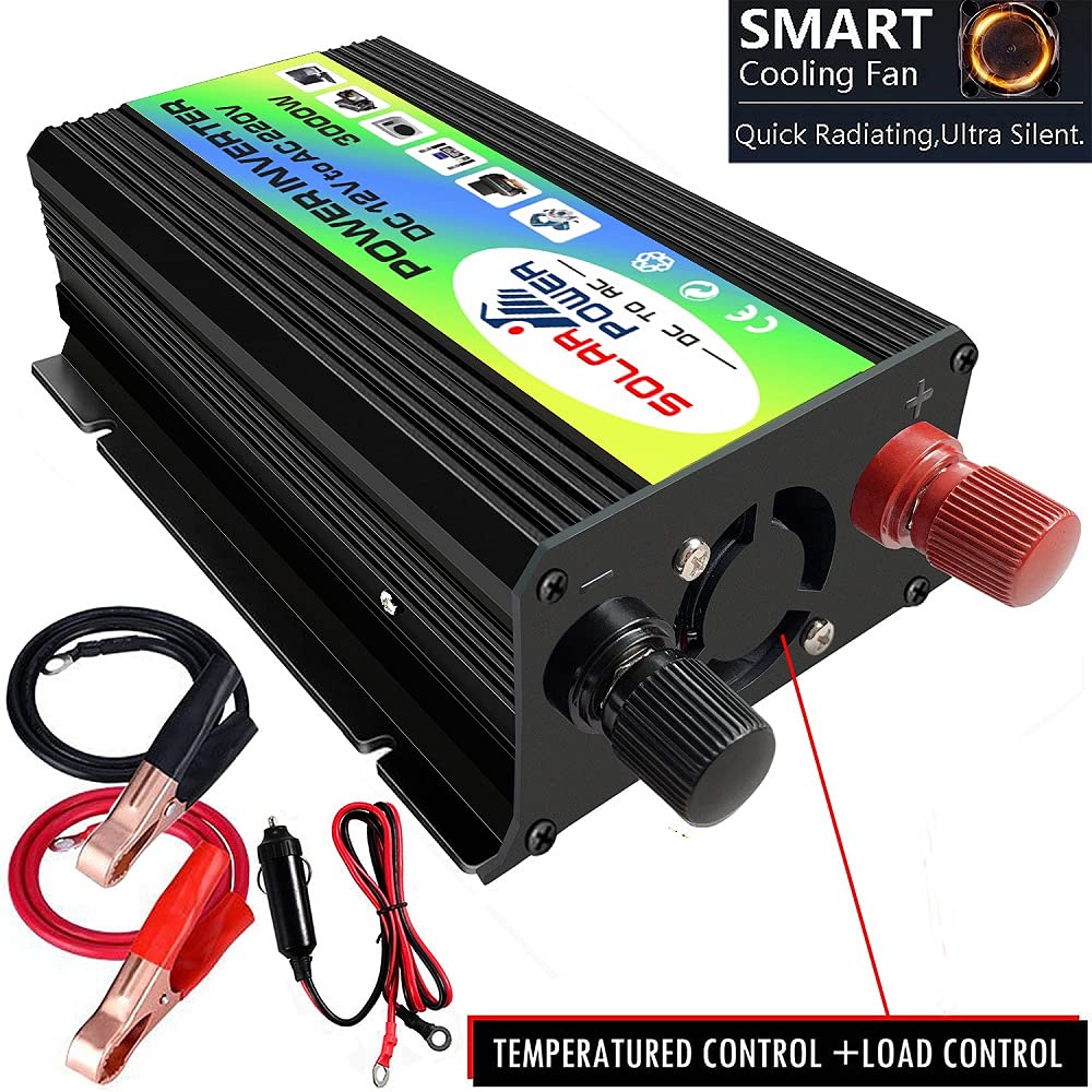 Inversor,Inversor Onda Pura Carga USB 3000W DC 12V TO AC 220V Cargo DE POTERA DE ALIMENTACIÓN Portal Cargador Cargador Adaptador DC 12 A CA 220 Onda sinusoidal modificada(Black 12V to 220V)