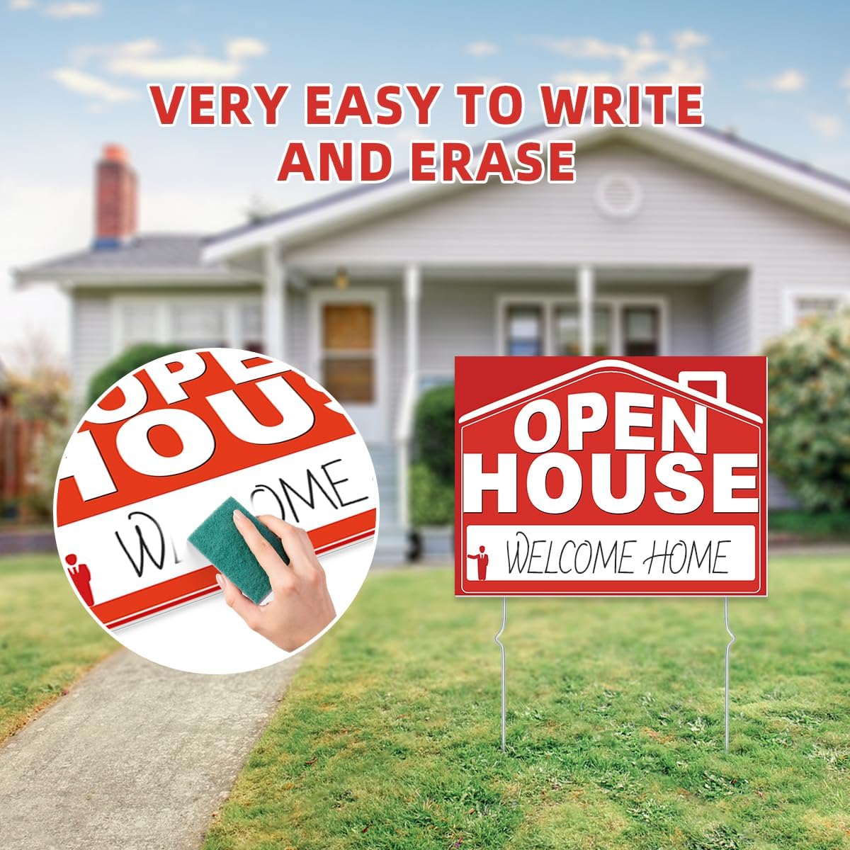 56 Piece Open House Signs for Real Estate Kit, 1 Open House Flag, 9 Double-Sided Estate Sale Arrows and Signs with Metal Stakes, Plus 24 Balloons, Suitable for Real Estate Brokerage Supplies (red)