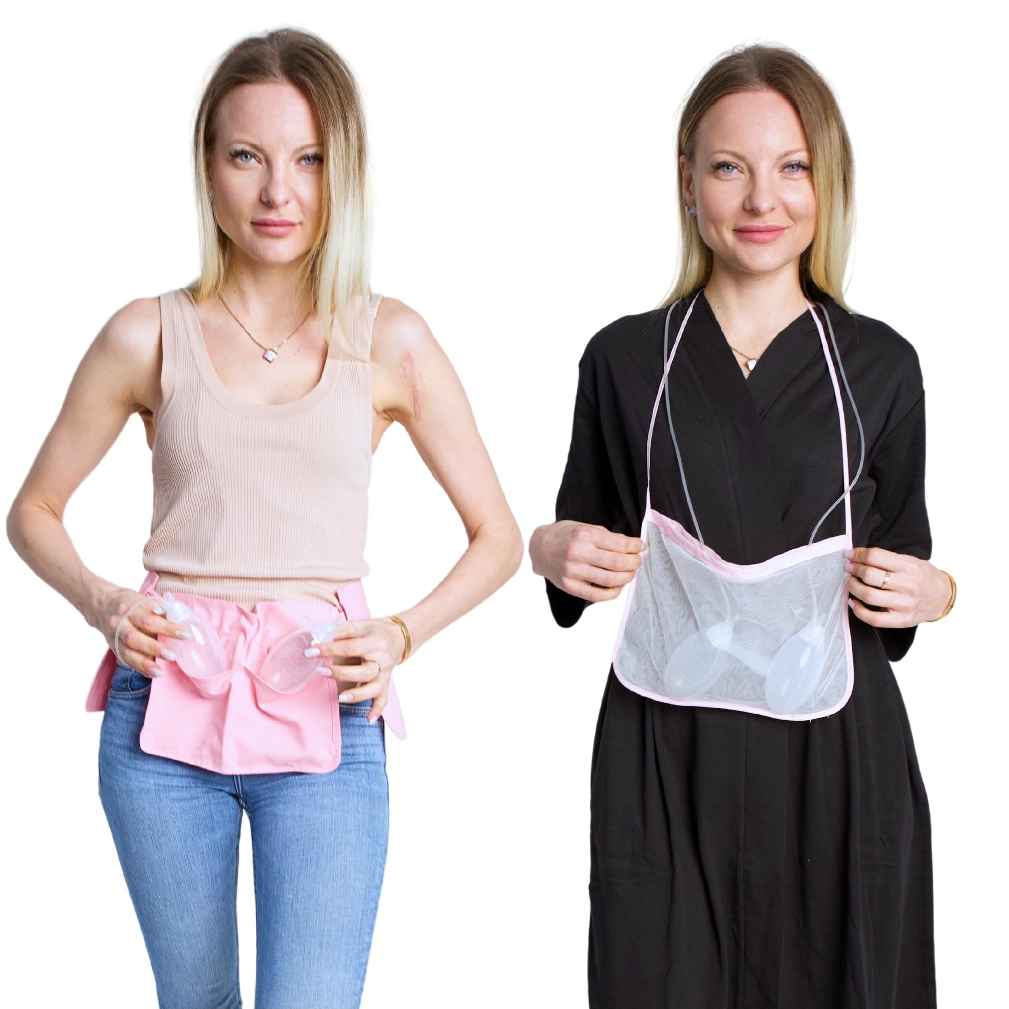 Mastectomy & Post Surgery Drain Carrier Belt & Shower Holder (Two Pack Pink/Pink)