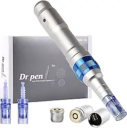 Ultima A6, Caneta Profissional para Microagulhamento, Sem Fio, Liga de Alumínio, 5 Níveis de Velocidade, Motor 18000 RPM, Com 2 Baterias Recarregáveis, 2 Agulhas de 12 Pinos