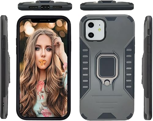 Miniatura 6 de MODOS LOGICOS Funda para iPhone 11, funda protectora de doble capa a prueba de golpes con soporte de anillo giratorio de metal 360 integrado,