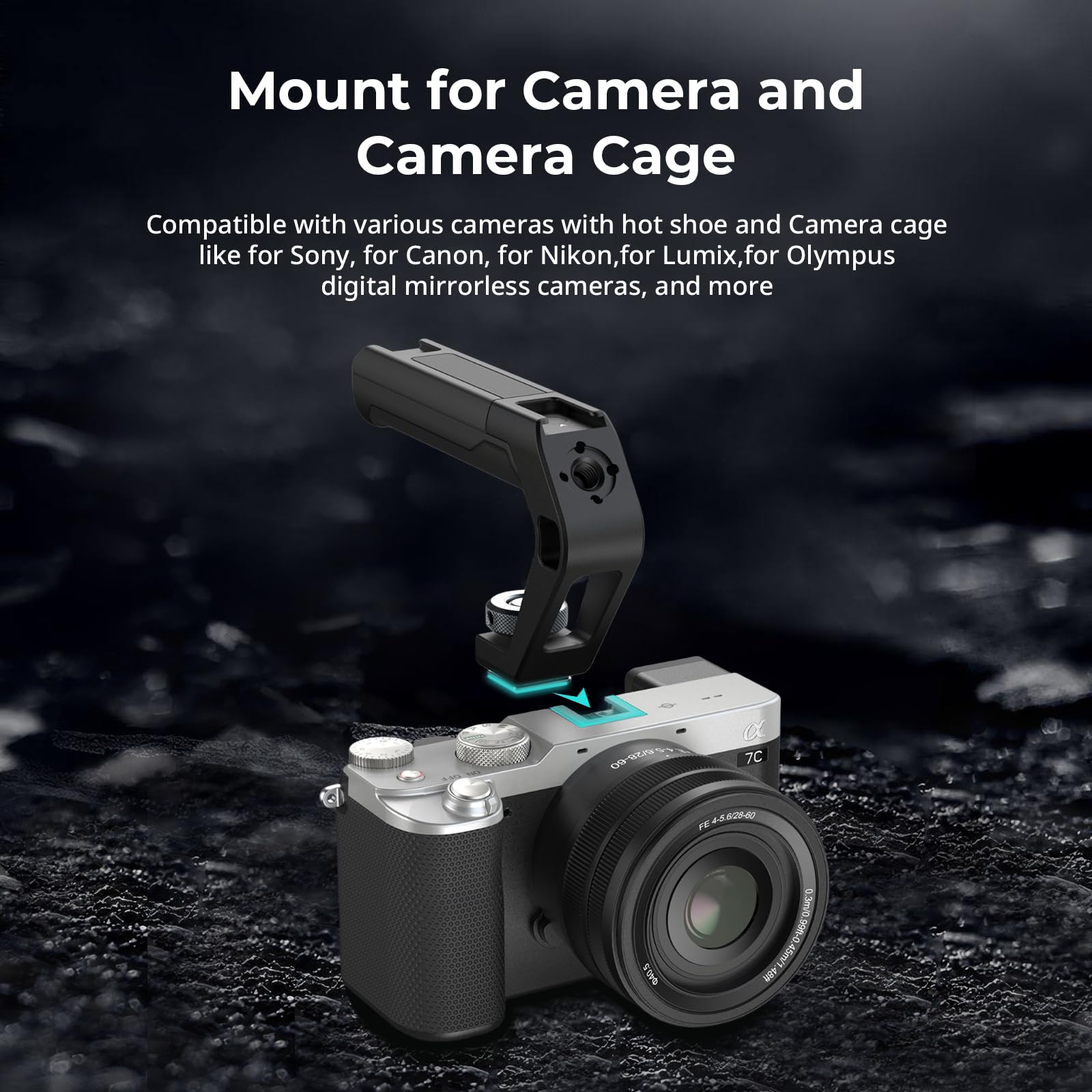 SMALLRIG Manico leggero per slitta fredda, piccola impugnatura superiore per fotocamera, solo 113 g, impugnatura con foro di posizionamento per ARRI e due supporti per slitta fredda, per fotocamera e