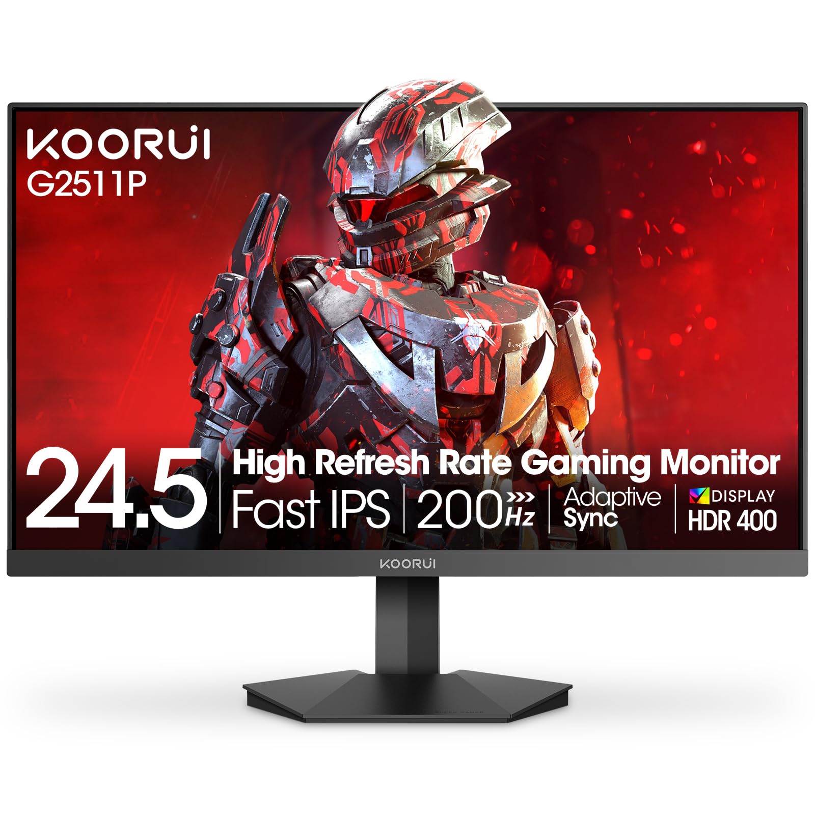 KOORUI Gaming Monitor 25-inch, 170Hz FHD 1080p Computer Monitor, 1ms GTG, Adaptive G-Sync, FreeSync Premium, 3 Sides Frameless, HDMI x 2, DisplayPort, Black, 25E3A